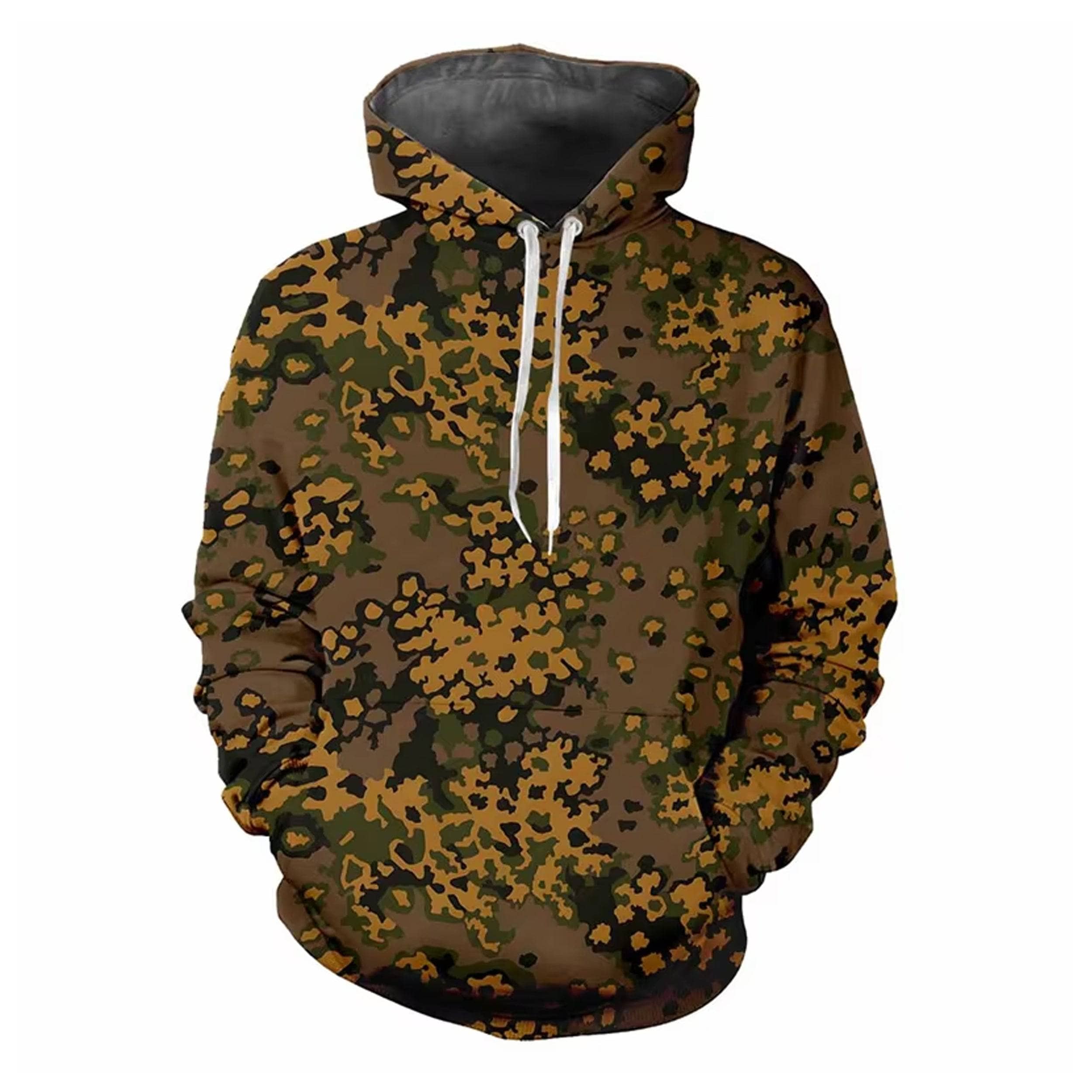 Mocha Camouflage Hoodie for Men & Women - Cozy Fleece Pullover with Pockets - Perfect for Outdoor Adventures, Hiking, and Casual Wear