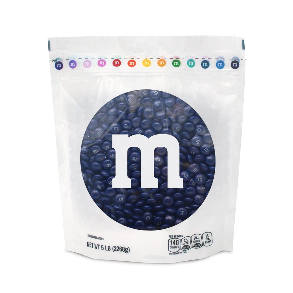 M&M’S Dark Blue Milk Chocolate Candy Bulk - 5lbs Resealable Bag for Candy Bars, Birthday Parties, Graduations & Celebrations | Perfect for DIY Party Favors, Office Snacks & Movie Nights