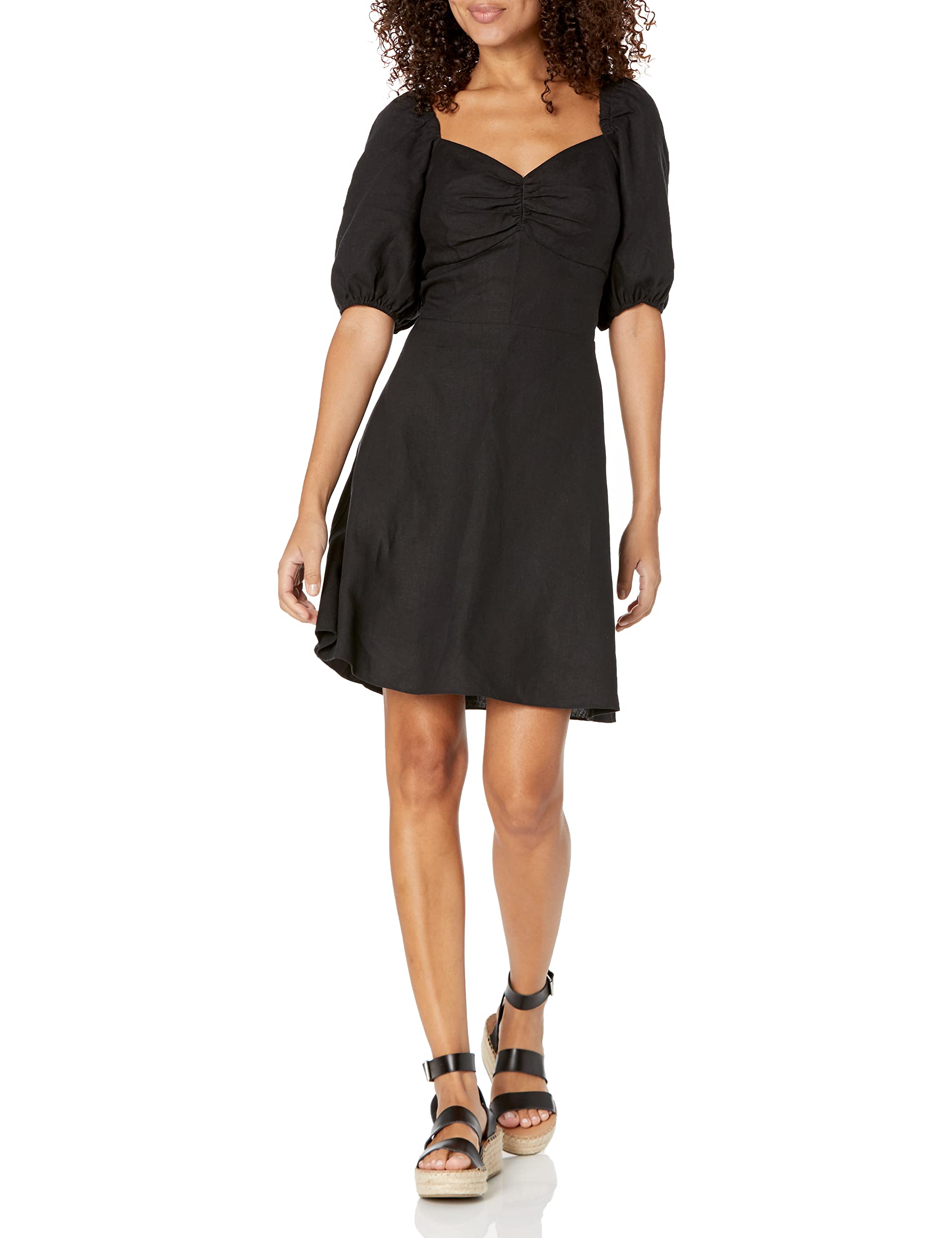 The Drop Women's Nala Twist-Front Linen Mini Dress - Flowy Summer Dress for Beach, Vacation & Casual Outings | Breathable & Stylish Linen Dress for Women