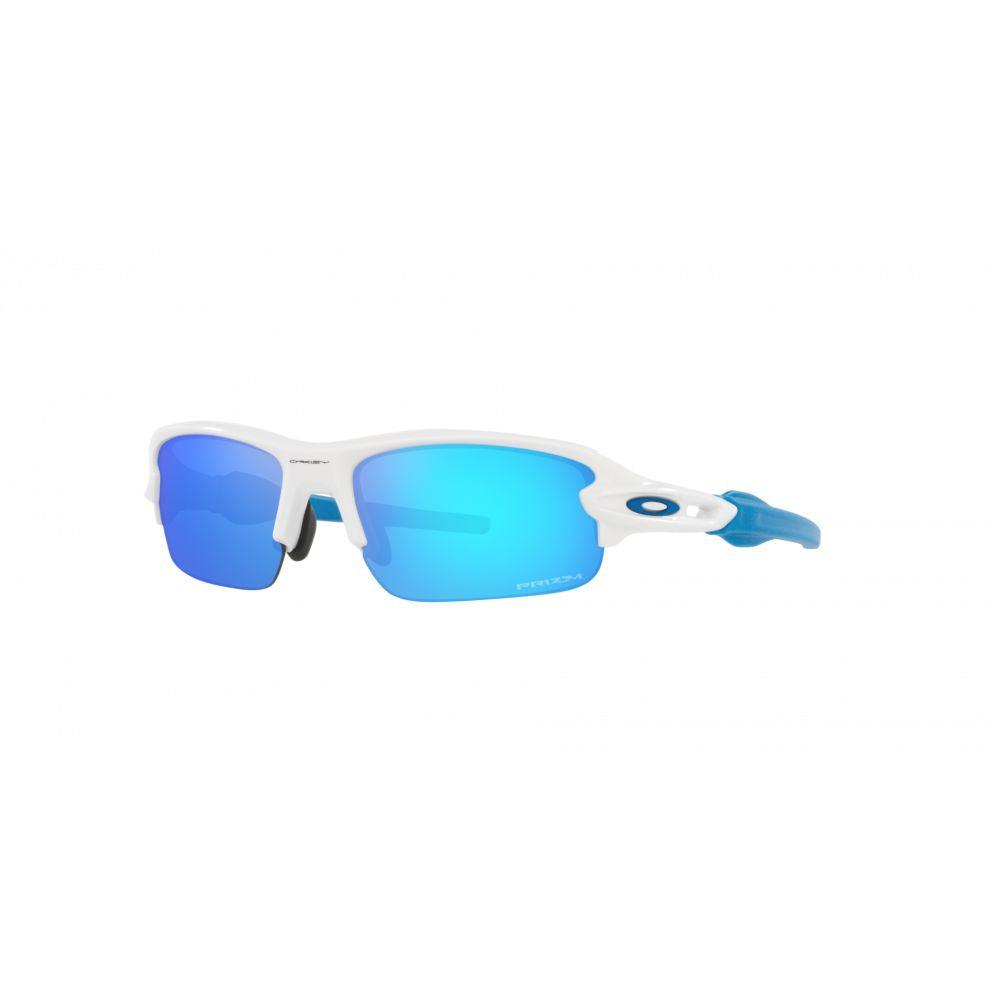 Oakley Youth Sun Flak XXS Sunglasses - Polished White Frame with Prizm Sapphire Lenses (0OJ9008-900806) - UV Protection for Kids Outdoor Sports & Activities
