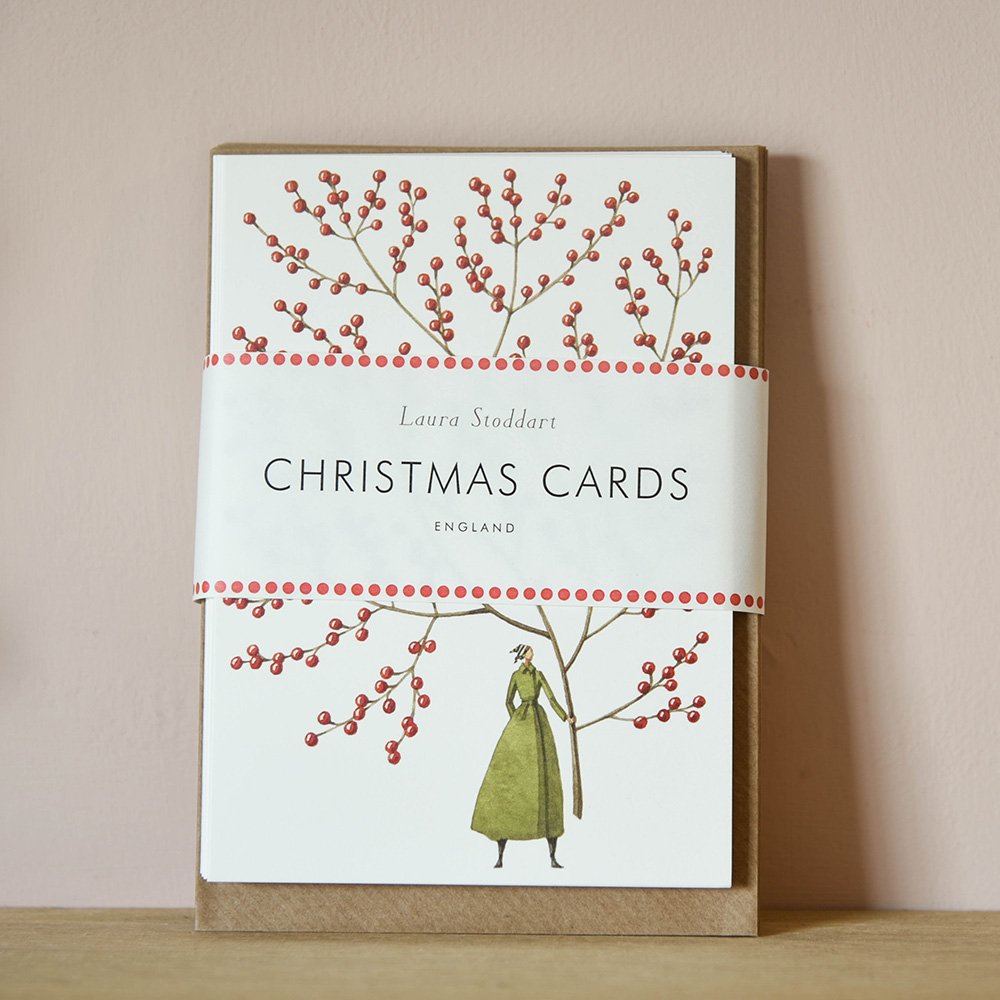 Festive Christmas Greeting Cards with Red Berries Design - Pack of 10 for Holiday Wishes, Office Decor & Family Gatherings