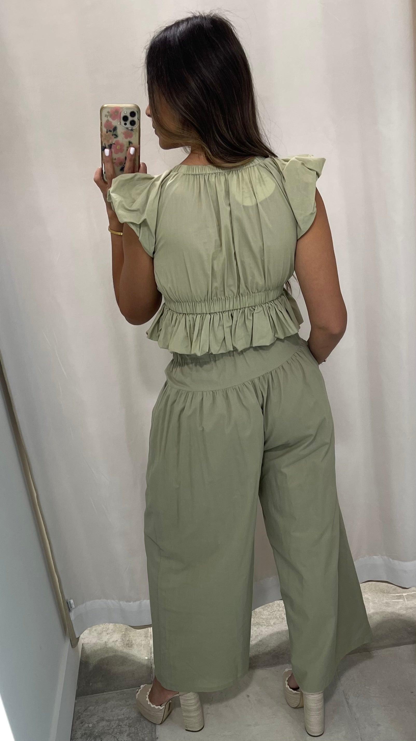 Virginia Olive Pant Set - Stylish Women's Casual Outfit for Work & Everyday Wear | Comfortable & Trendy Olive Green Pants with Matching Top | Perfect for Office, Travel & Weekend Outings