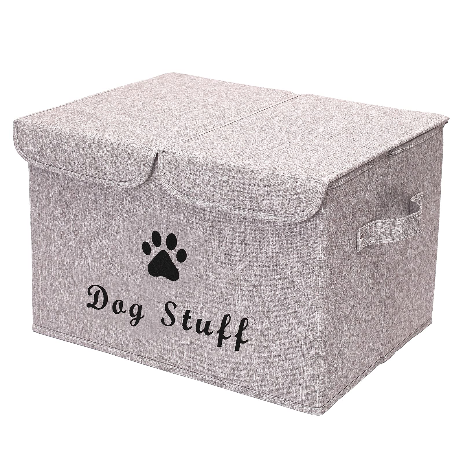 Morezi Large Dog Toy Storage Box with Lid - Collapsible Basket Organizer for Pet Toys, Living Room, Playroom & Closet - Snow Brown - Perfect for Home Organization & Space Saving