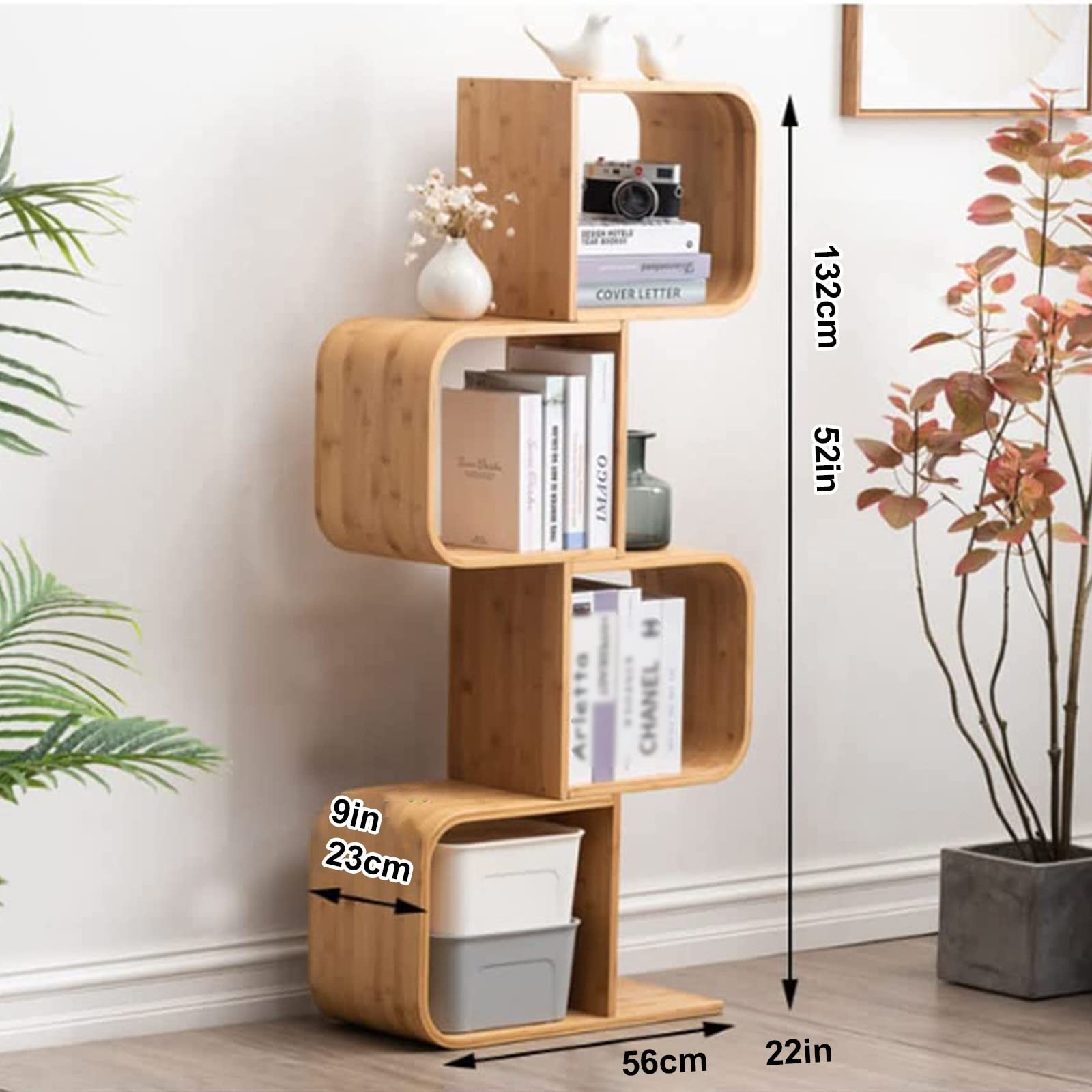 Tree Bookshelf - Modern Wooden Tree-Shaped Bookcase for Home & Office - Multi-Purpose Storage Shelf for Books, Files, and Decor - Space-Saving Standing Shelf (Perfect for Living Rooms, Bedrooms, and Workspaces)