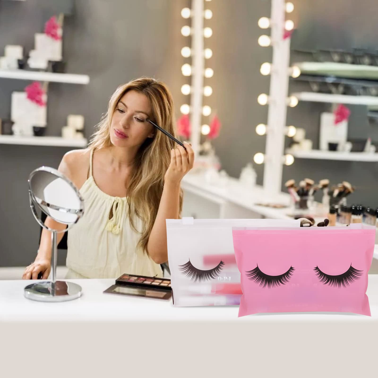 60PCS Eyelash Aftercare Bags - Empty Cosmetic Pouches with Zipper, Multipurpose Lash Makeup Bags for Women & Girls (6x4 Inch) - Perfect for Travel, Salon, Gifts & Beauty Storage