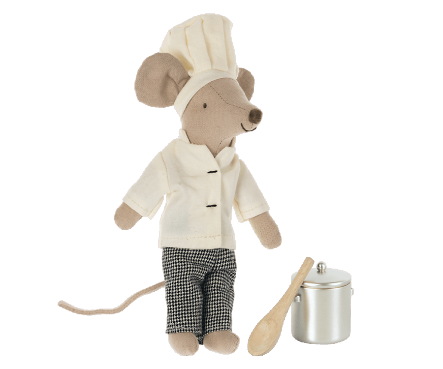 Professional Chef Mouse with Soup Pot & Spoon - Cute Kitchen Toy for Kids, Pretend Play Cooking Set - Perfect for Role Play, Birthday Gifts & Early Learning Activities