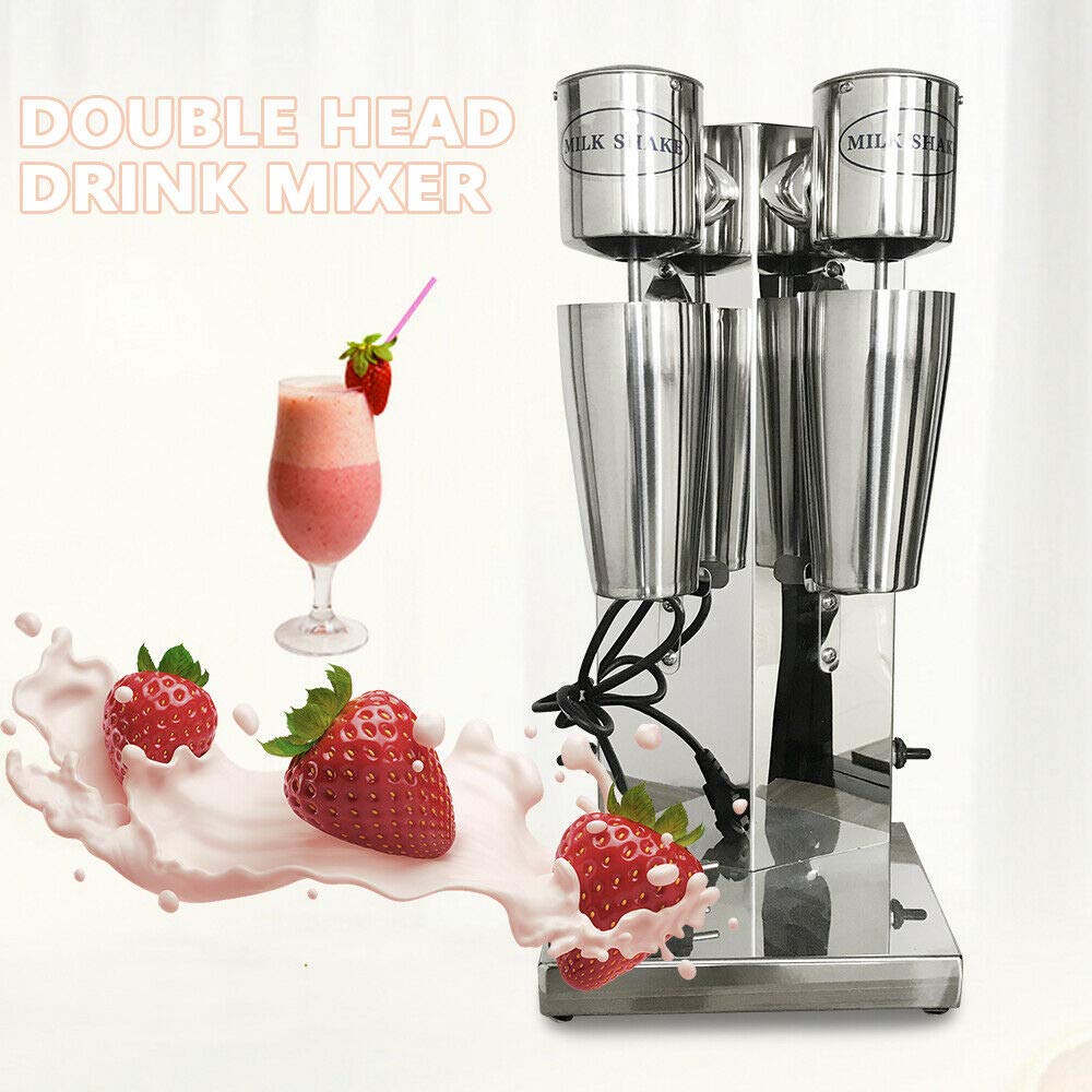 Commercial Double Head Milkshake Maker Machine - 18000 RPM Stainless Steel Drink Mixer 110V for Shakes, Smoothies & Frozen Drinks - Perfect for Restaurants, Cafes & Ice Cream Shops