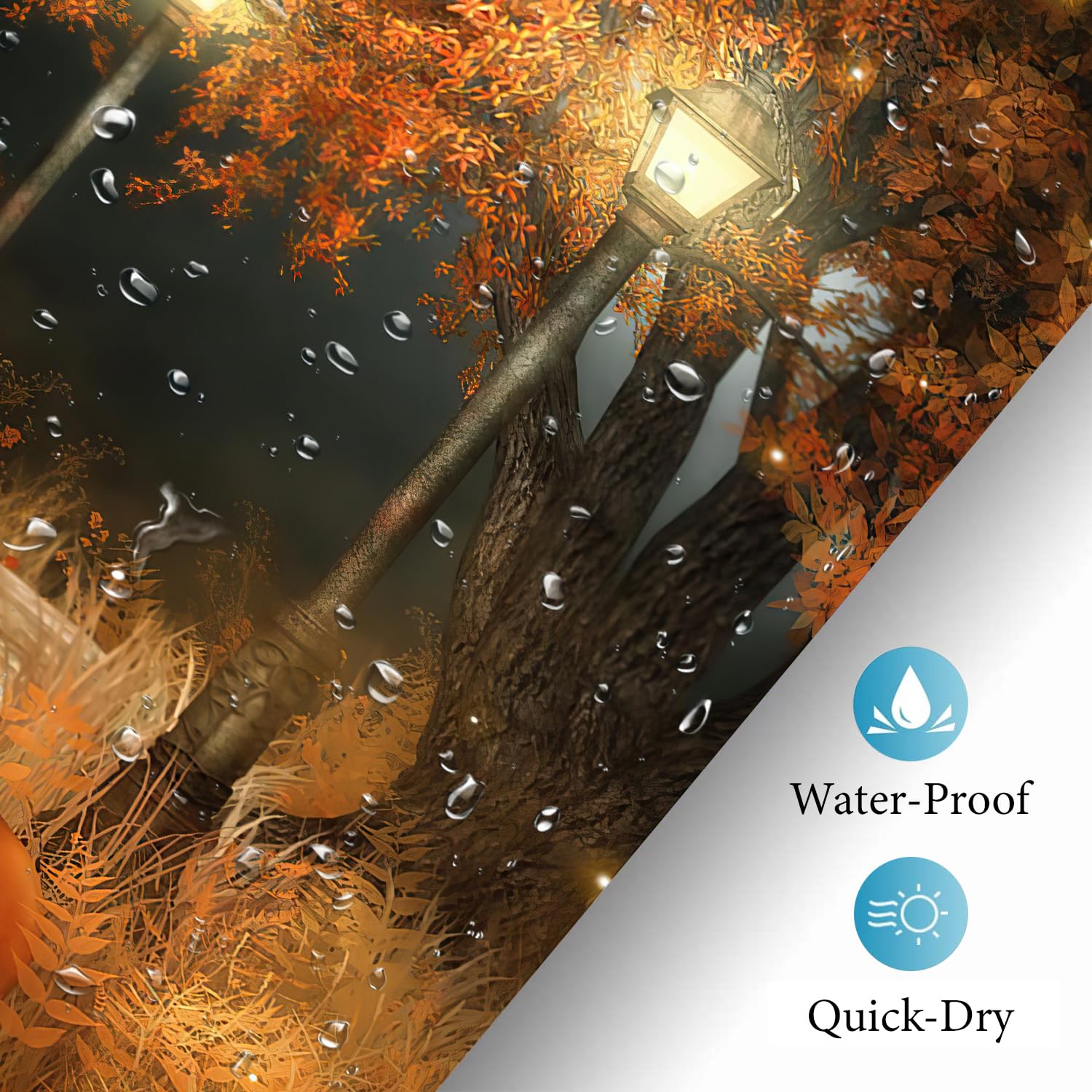 Thanksgiving Shower Curtain Set - Autumn Pumpkin Halloween Bathroom Decor with Brown Tree Design, 72x72 Inches Waterproof Fabric Shower Curtain Includes Hooks - Perfect for Fall Bathroom Decorations & Holiday Home Decor
