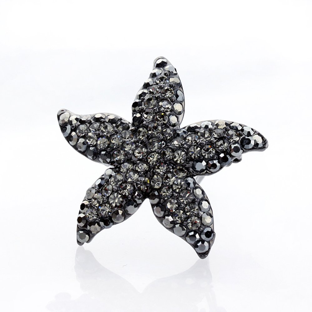 DoubleAccent Simulated Crystal Starfish Hair Barrettes - Black Hair Clips for Women, Girls | Perfect for Weddings, Parties & Everyday Elegance
