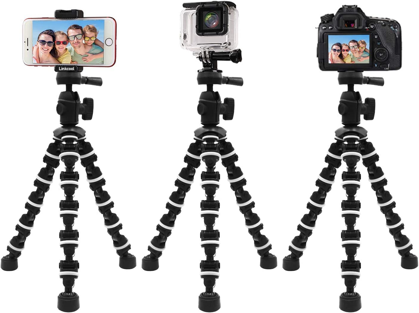Linkcool Octopus Phone Tripod with Wireless Remote - Flexible Stand Holder for iPhone, Smartphones, GoPro & Cameras | Perfect for Travel, Vlogging, Selfies & Tabletop Photography
