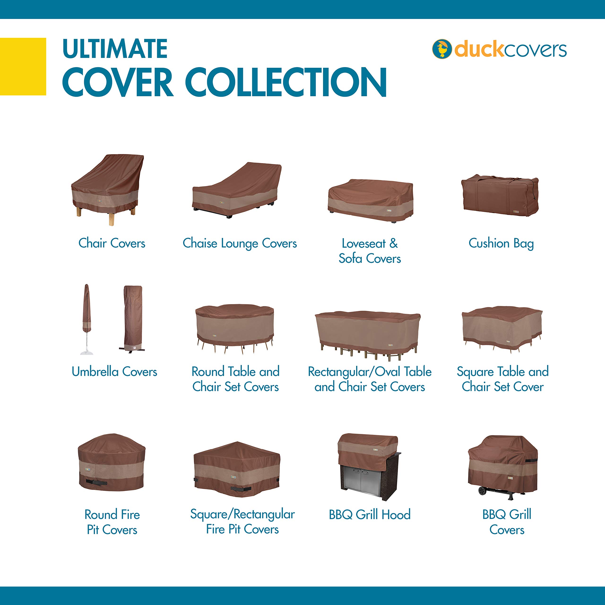 Duck Covers Ultimate Waterproof 74 Inch Square Patio Table Cover with Chairs - Heavy Duty Outdoor Furniture Protection for All Weather - Perfect for Backyard, Deck, and Garden Use
