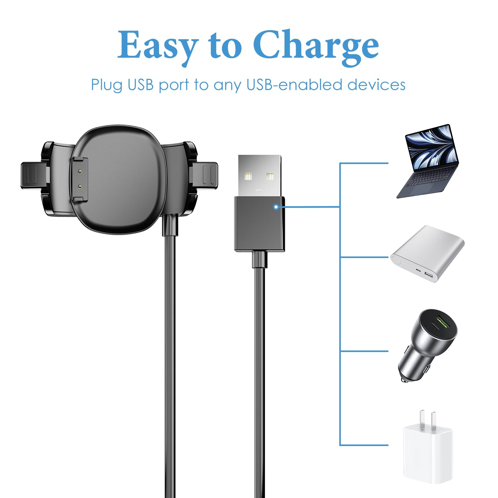 3 Pack Disney Magic Band Plus Charger Replacement - 3.3ft USB Cable for Disney MagicBand+ (Black) | Perfect for Disney Parks, Resorts & MagicBand+ Accessories Charging
