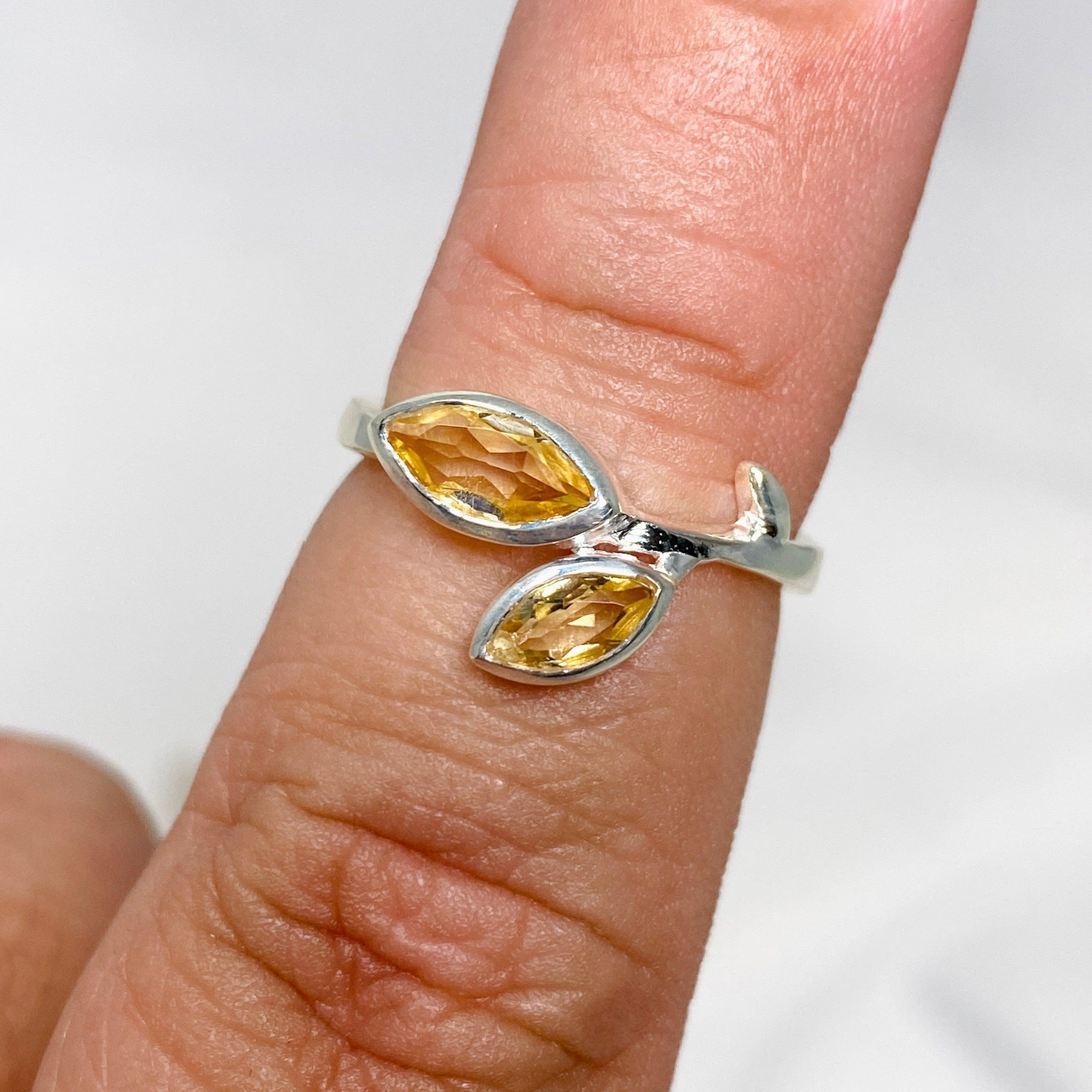 Natural Citrine Marquise Cut Multistone Leaf Ring R3735 - Elegant Bohemian Jewelry for Women, Perfect for Weddings, Parties & Everyday Wear