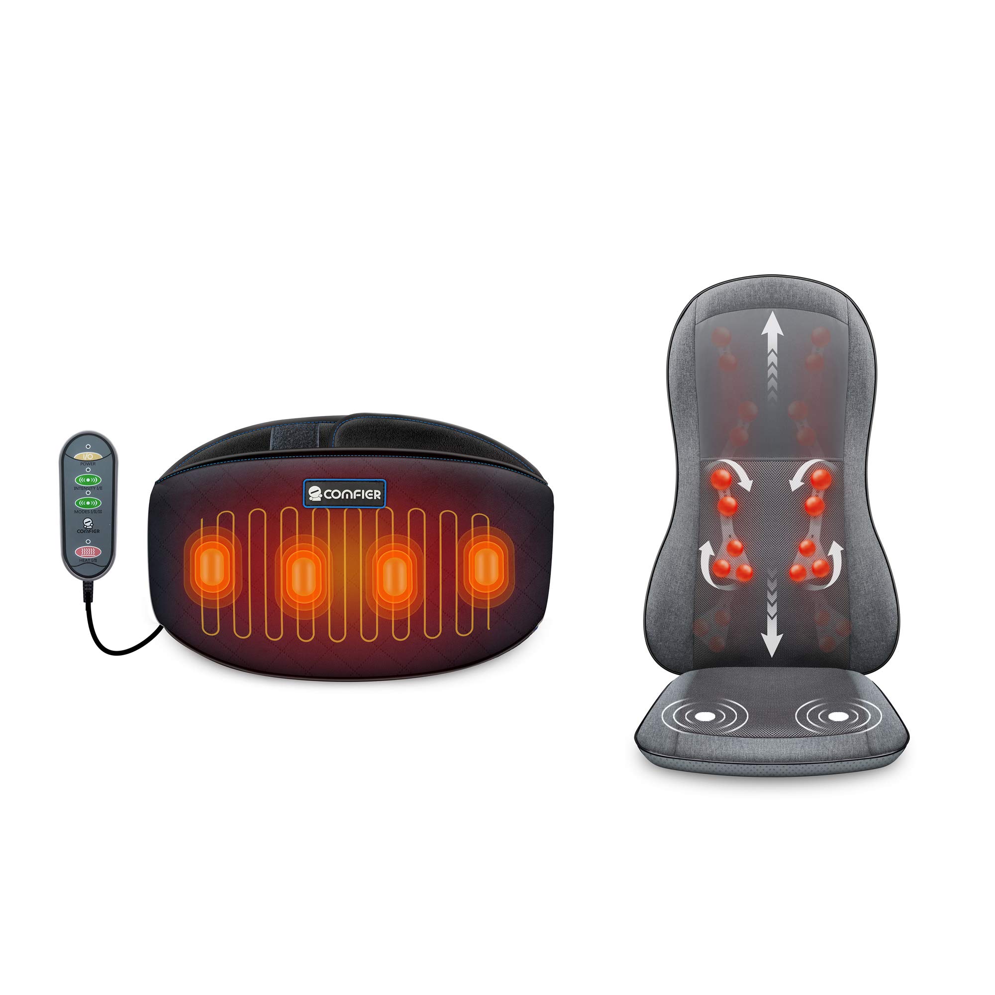 Comfier Heating Pad for Back Pain Relief - Electric Massage Chair Pad with Heat Therapy, Vibrating Massager for Lumbar, Abdomen & Leg Cramps - Fast Heating Pad with Auto Shut Off - Perfect for Home, Office & Car Use