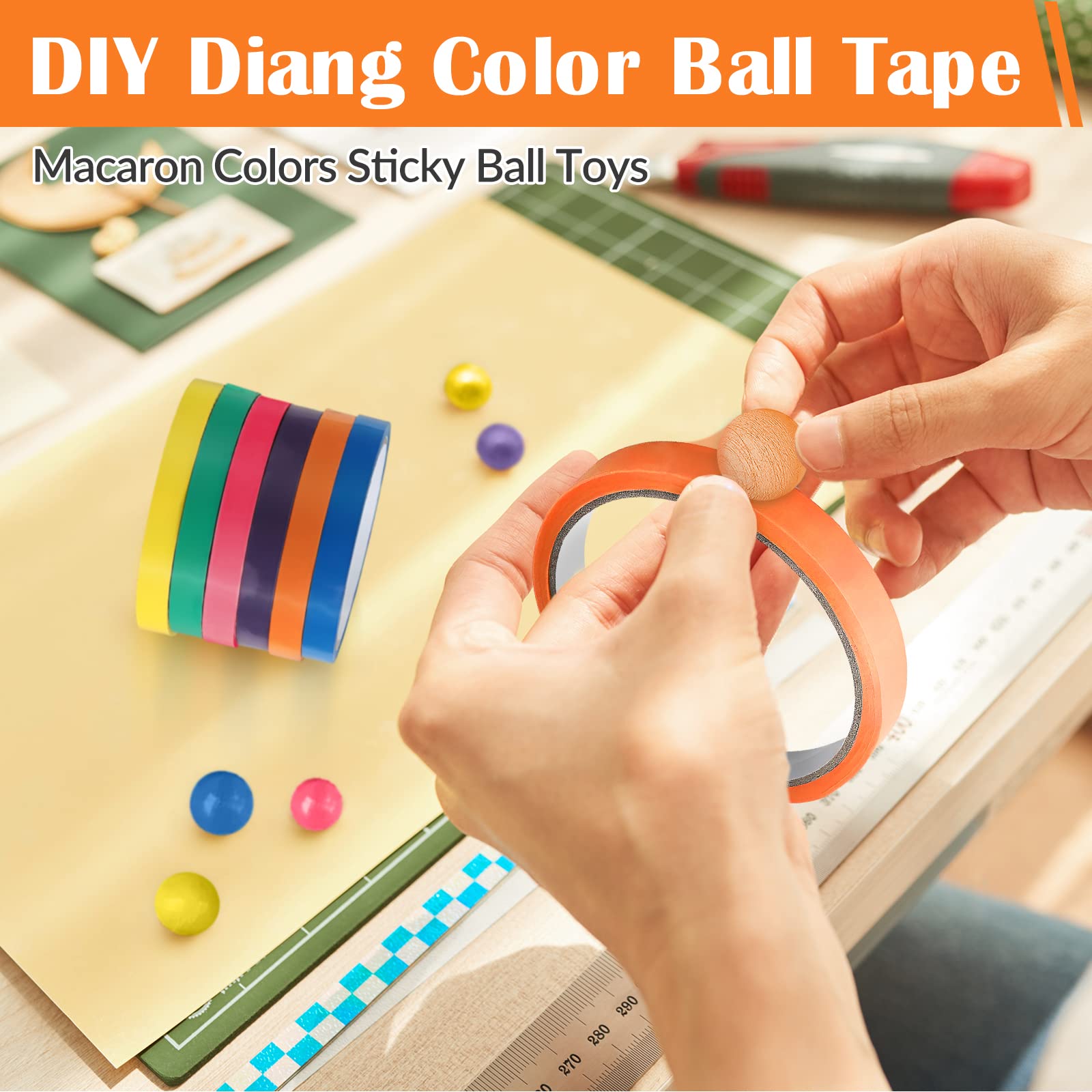 Colorful Sticky Ball Tape Toy - DIY Anti-Stress Gift for Adults & Kids | Party & Office Fun