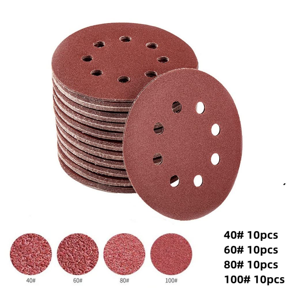 20/40PCS 125mm 5-Inch Hook & Loop Sanding Discs with 8 Holes - 40 to 3000 Grit Sandpaper Pads Set for Wood Metal Polishing | Power Sander Accessories | DIY Furniture Refinishing & Automotive Surface Prep
