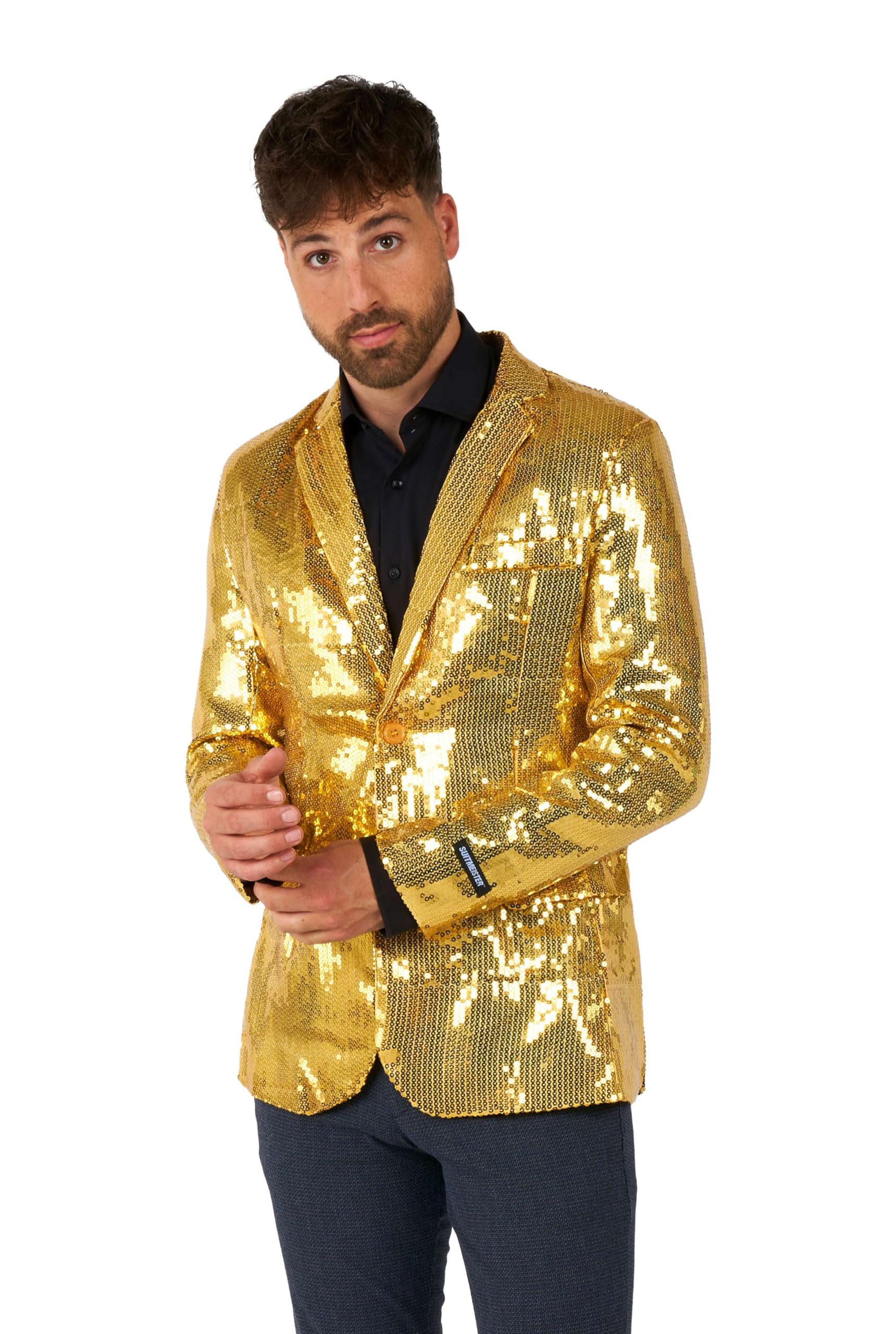 SUITMEISTER Men's Sequins Party Blazer - Slim Fit Shiny Tuxedo Jacket for Christmas, NYE, Prom & Special Occasions | Perfect for Weddings, Cocktail Parties & Nightclub Events