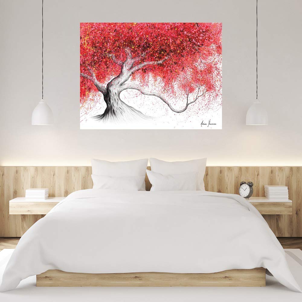 Strawberry Daze Tree Canvas Wall Art - 32x24 Inch Ready to Hang Fine Art Print by Ashvin Harrison - Perfect for Living Room, Bedroom, Office & Home Decor - Modern Botanical Painting for Dining Room, Bathroom, Kitchen & Bar Decor