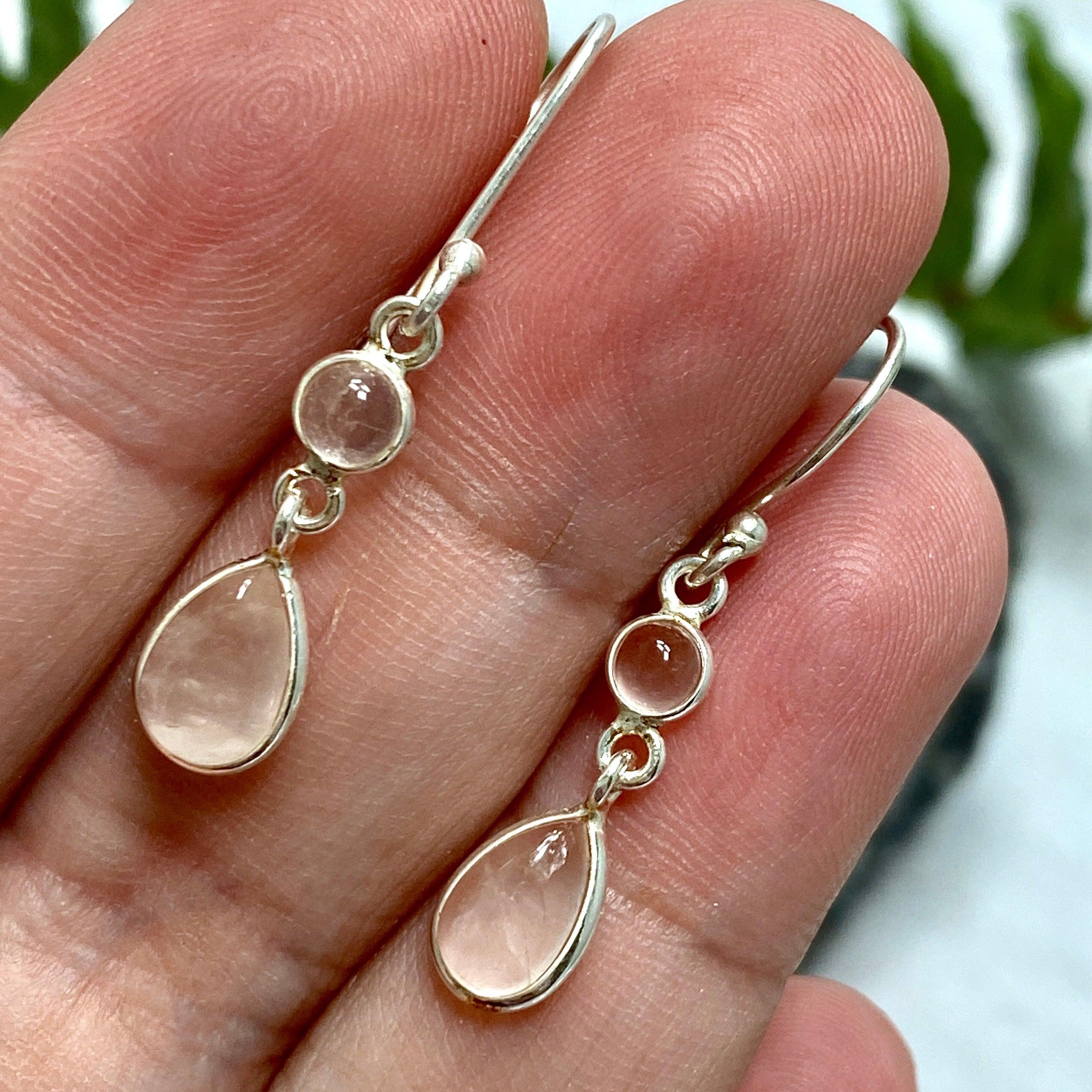 Rose Quartz Teardrop Earrings with Multi-Stone Design - Elegant Dangle Earrings for Women, Perfect for Weddings, Parties & Everyday Wear - KEGJ1205