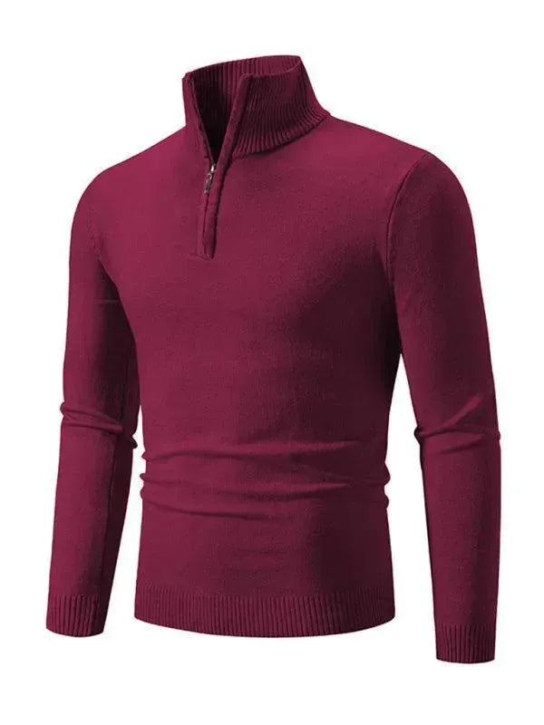 Men's Zipper Turtleneck Pullover Sweater - Warm Winter Knitwear for Casual Outfits & Office Wear
