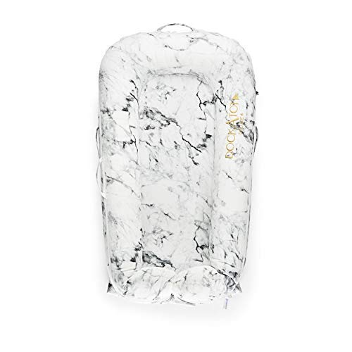 DockATot Deluxe+ Baby Lounger & Dock - Portable, Lightweight Infant Lounger for Newborns 0-8 Months - Breathable & Comfortable - Perfect for Napping, Playtime & Travel - Carrara Marble Design
