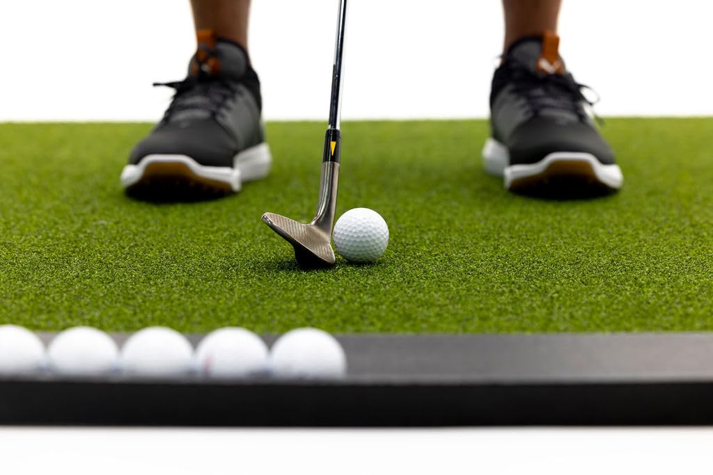Premium Golf Practice Mat for Indoor & Outdoor Use - Includes Bonus Golf Ball Tray + 3 Rubber Tees | Perfect for Home, Office, Backyard & Driving Range Training