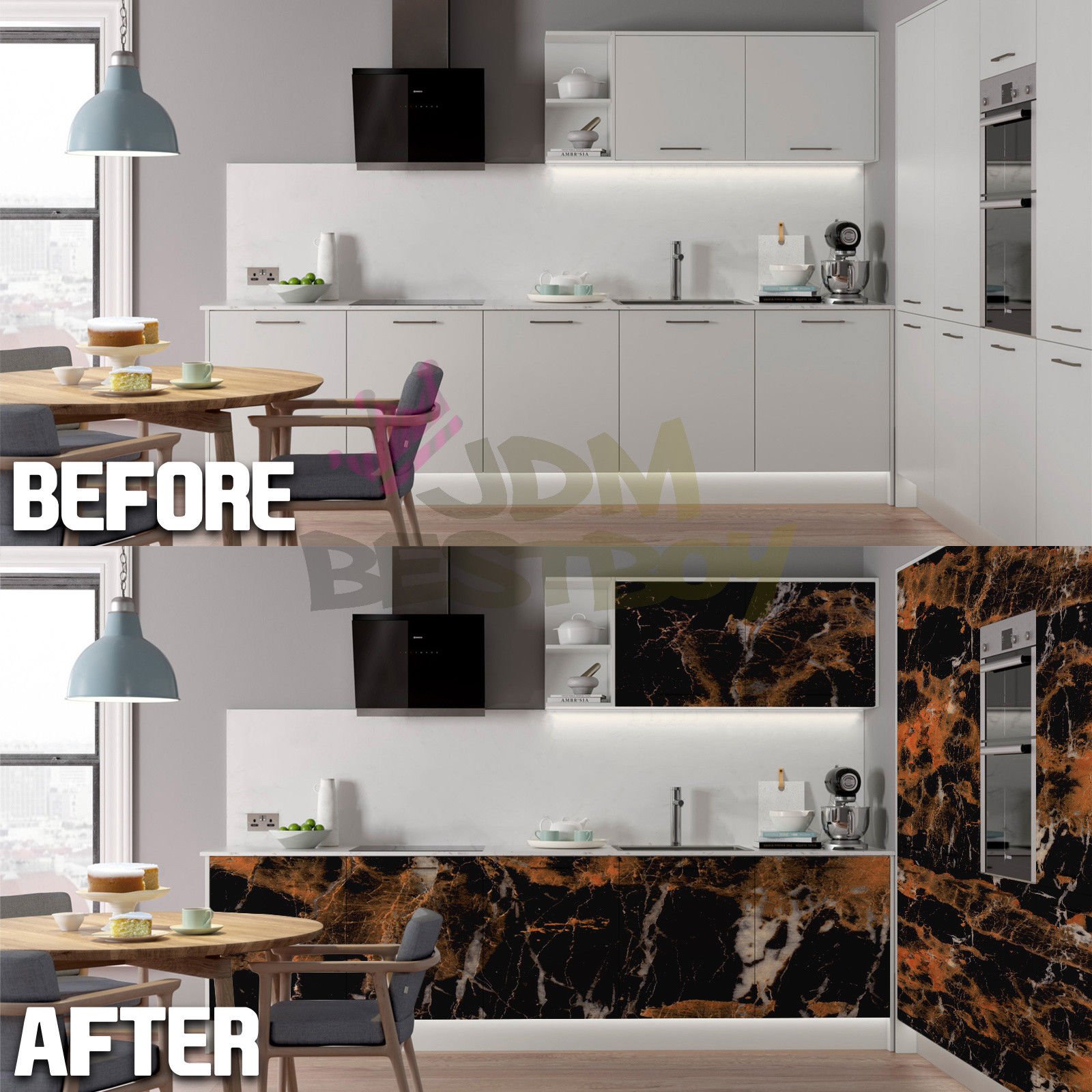 Premium Self-Adhesive Marble Granite Countertop Vinyl Wrap - Peel & Stick Faux Stone Cover Film for Kitchen, Bathroom, Office (36