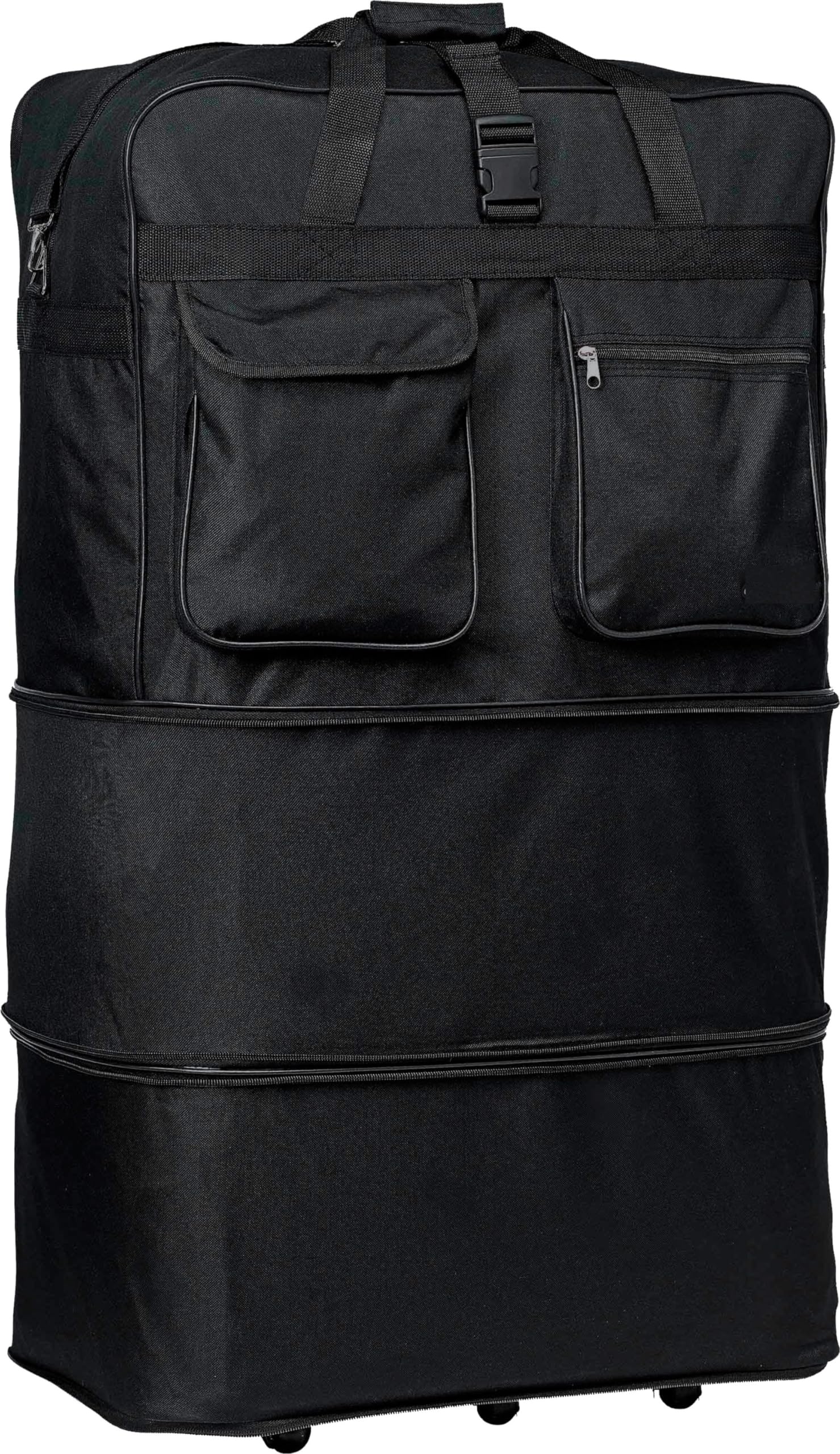 Expandable Rolling Duffle Bag with Wheels - 30/36/40 Inch Spinner Suitcase Luggage for Travel (30 Inch, Black) | Perfect for Air Travel, Gym, Camping & Weekend Getaways