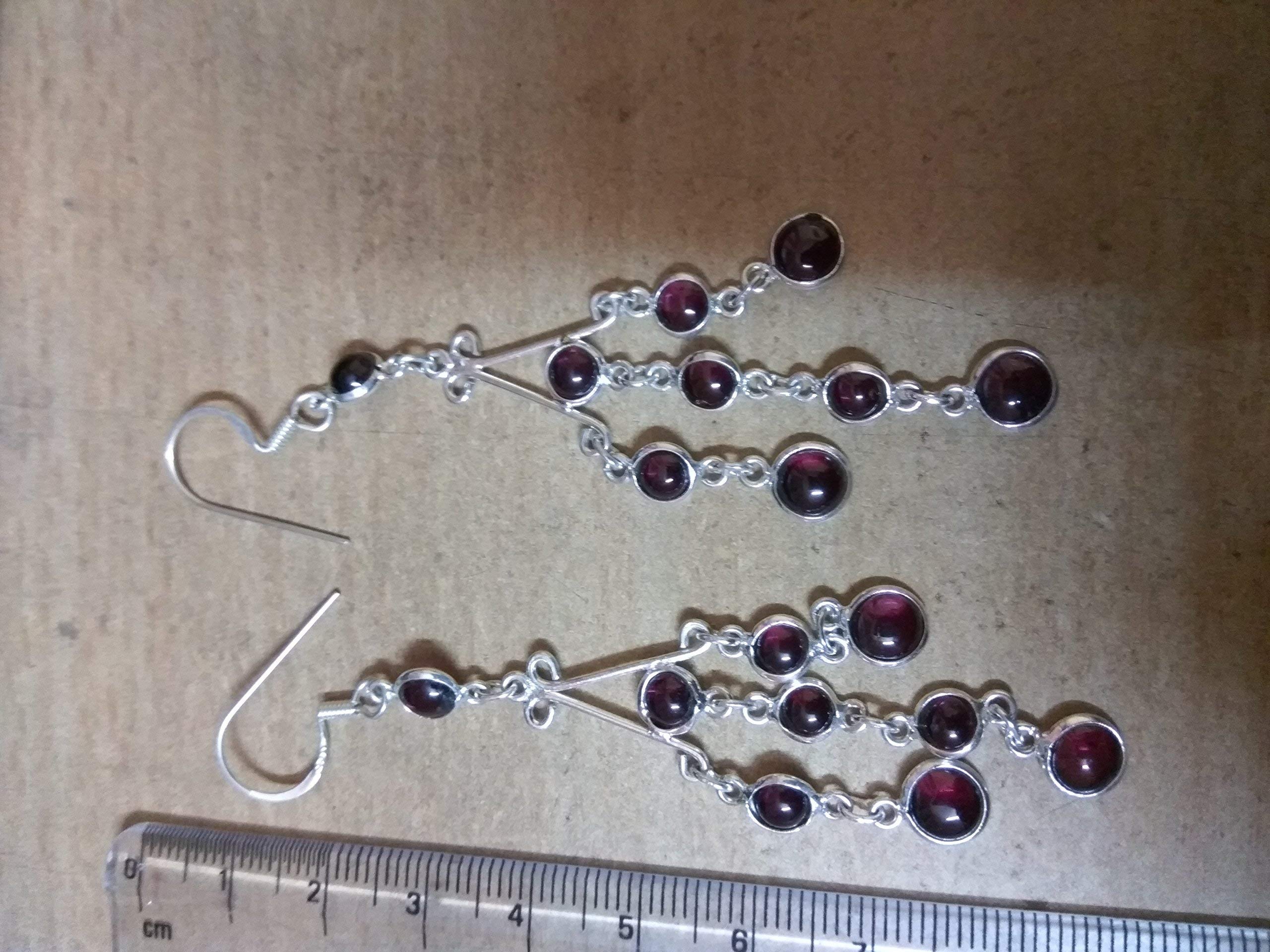 Garnet Earrings - Sterling Silver Dangle Earrings for Women | Trendy Red Long Fashion Jewelry | Perfect Gift for Wife, Bridesmaids & Anniversary | Wedding, Party & Evening Wear Accessories