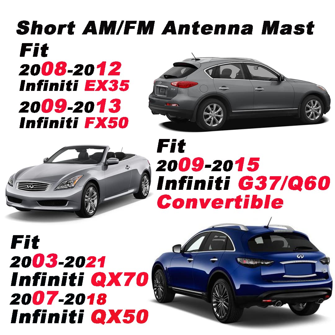 7 Inch Universal Car Radio Antenna Mast - Direct Replacement for Nissan Mitsubishi Infiniti Vehicles - Flexible Black Rubber Short Roof Antenna - Perfect for Off-Roading, City Driving & Improved FM/AM Reception