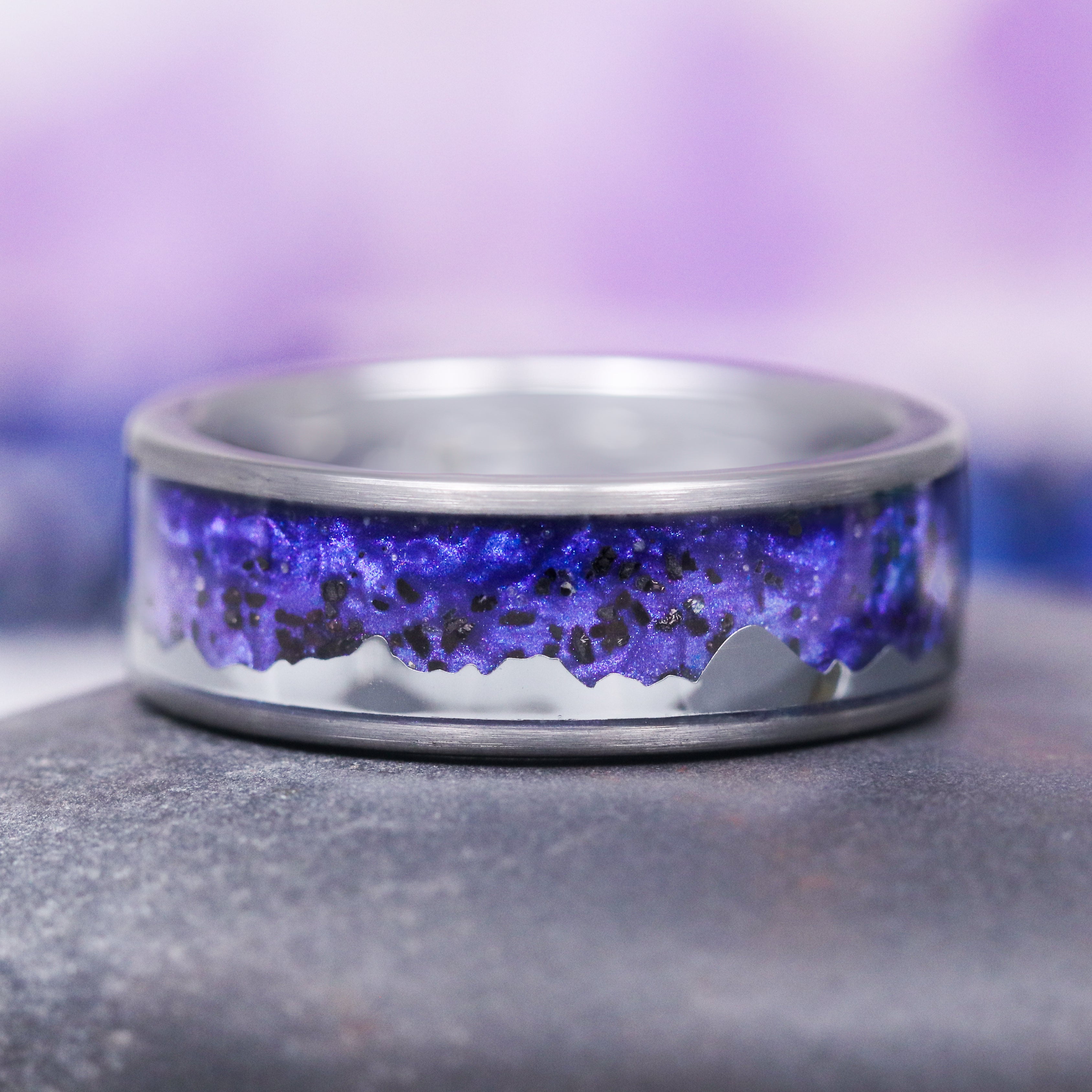8MM Tungsten Carbide Wedding Band for Men - Dreamscape Mountain Range Design - Durable & Scratch-Resistant Ring for Engagement, Anniversary & Everyday Wear