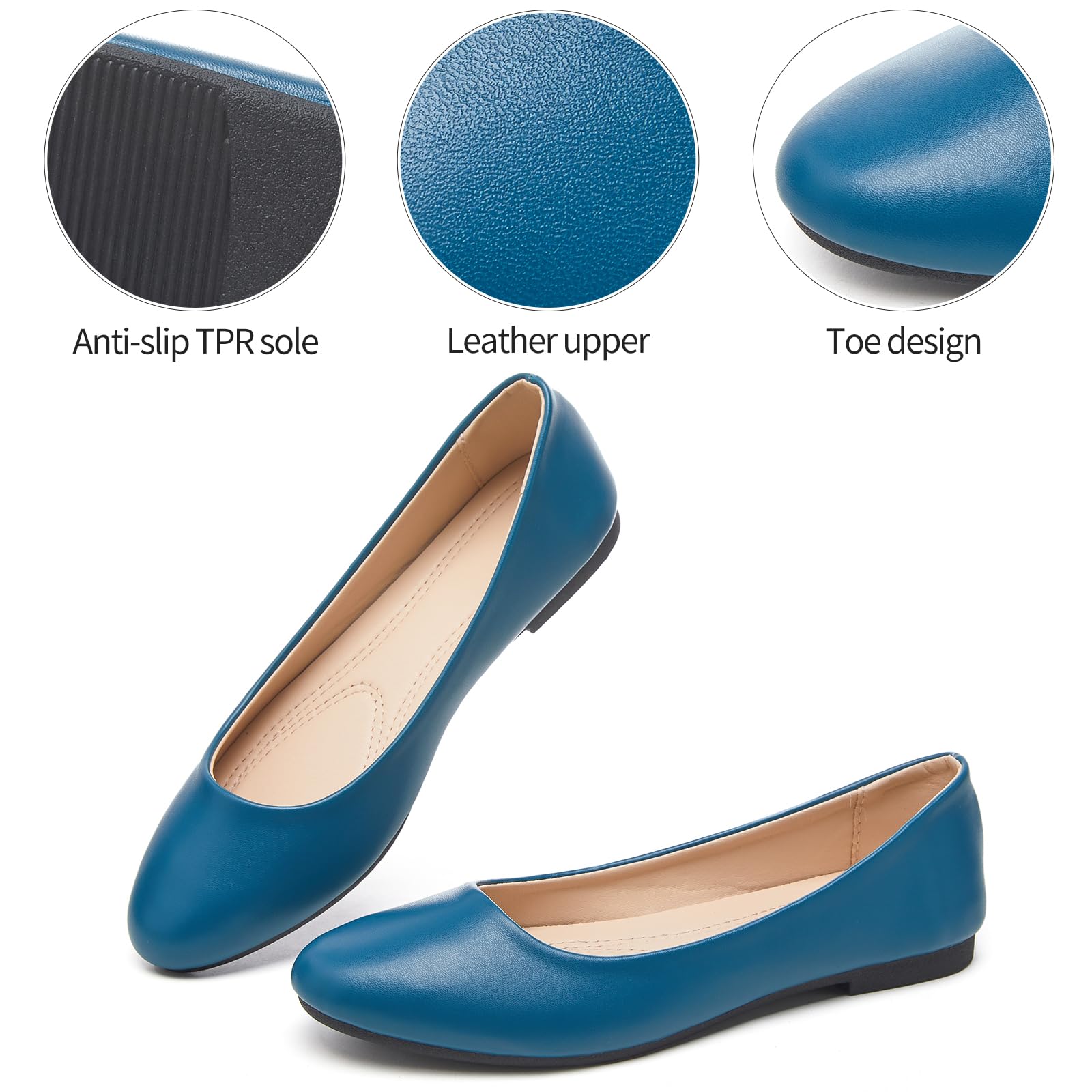 **Hash Bubbie Women's Ballet Flats - Comfortable PU Leather Slip-On Dress Shoes for Women | Perfect for Work, Office, and Casual Outfits**