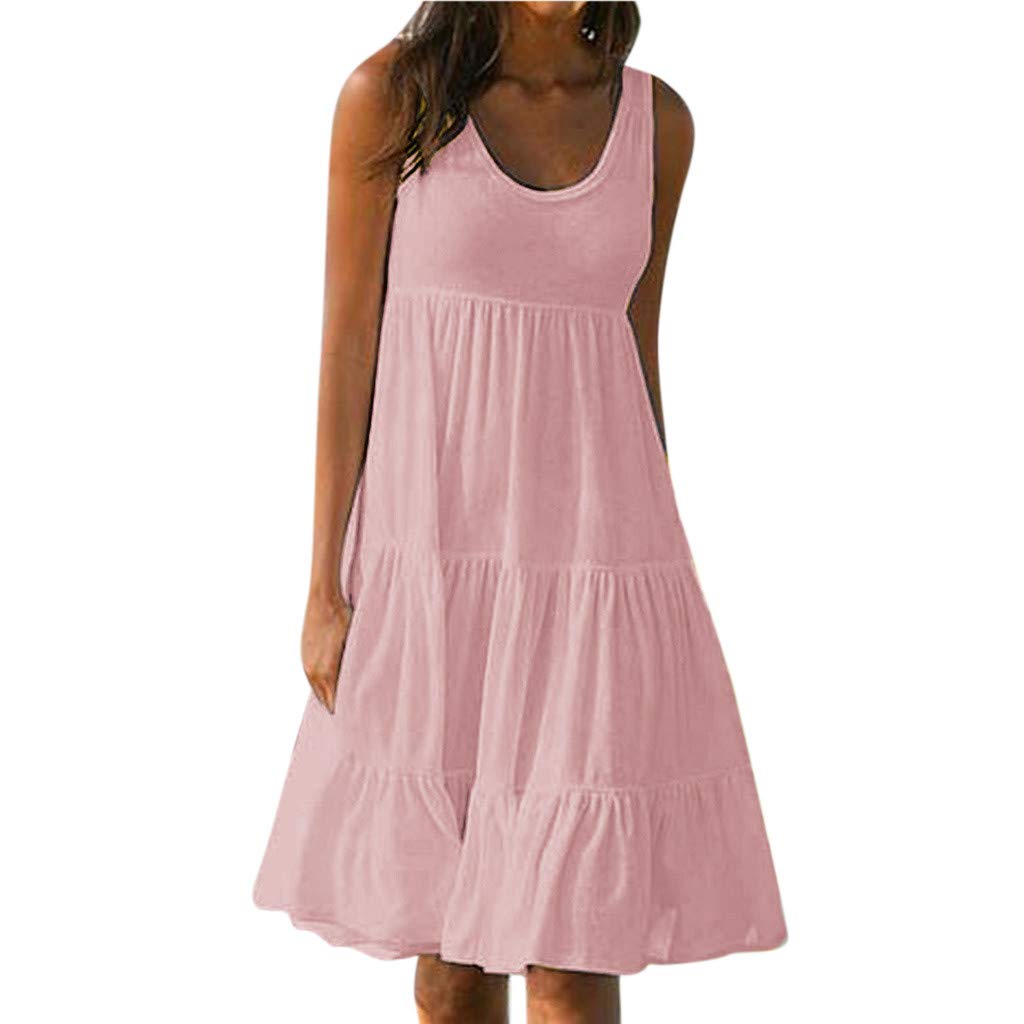 FABIURT Women's Summer Sleeveless Beach Dress - Casual Short Solid Sundress for Vacation, Holiday Party & Daily Wear | Perfect for Beach Outings, Picnics and Summer Events