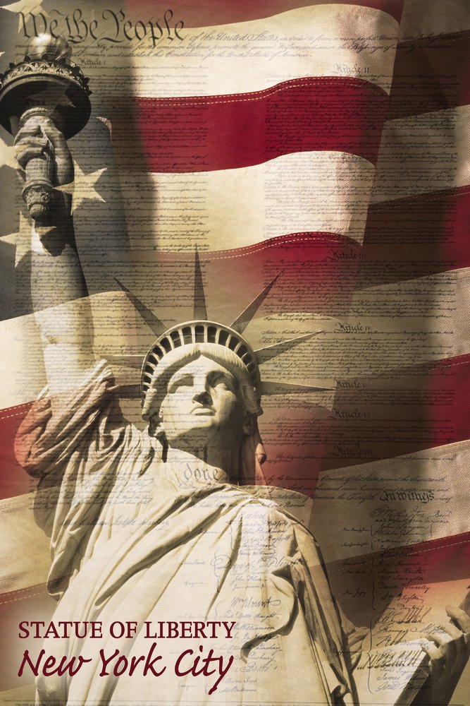 Statue of Liberty & American Flag Metal Wall Art - 12x18 Inch Premium Aluminum Decor for Home & Office - Patriotic New York Themed Gallery-Quality Wall Hanging for Living Room, Bedroom or Office Decor