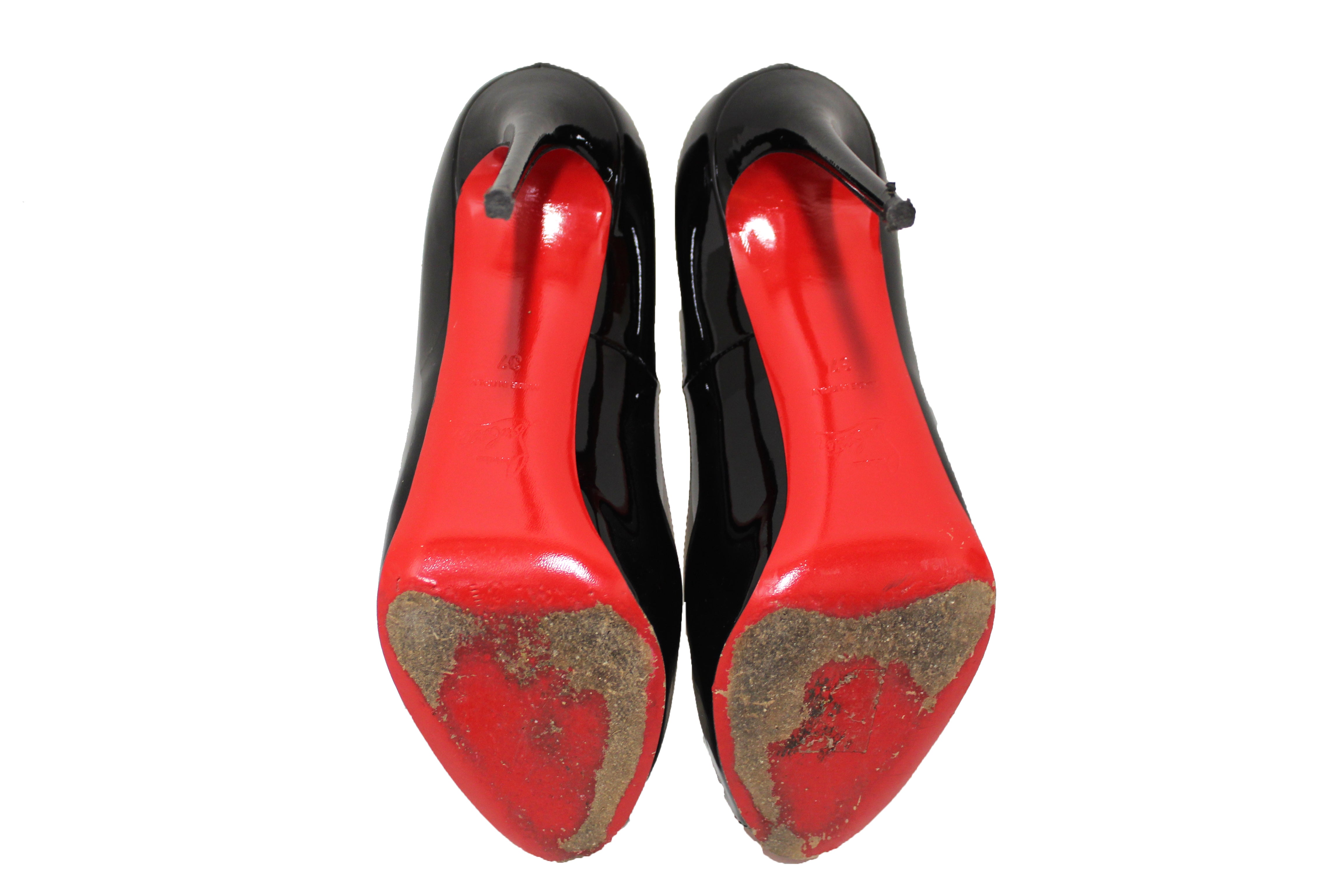 Authentic Christian Louboutin Black Patent Leather New Very Prive 120mm Pumps Women's Size 37 - Perfect for Evening Parties, Weddings & Special Occasions