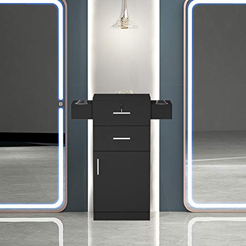 Professional Salon Hair Dryer Holder & Storage Cabinet - 2 Drawers, 1 Cabinet for Stylist Equipment Organization | Barber & Beauty Salon Locker Station (Black) - Perfect for Salon, Spa & Home Hair Styling Setup