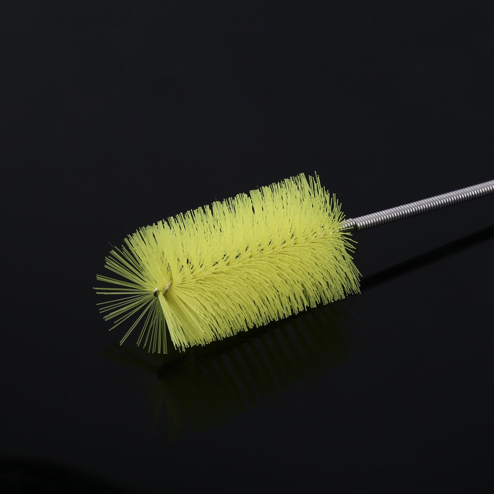 Flexible Double Tube Cleaning Brush for Water Pipes - Spring Fish Tank Brush, Durable Tube Cleaner with Long Handle (Yellow) - Perfect for Aquariums, Home Plumbing & Kitchen Sink Maintenance
