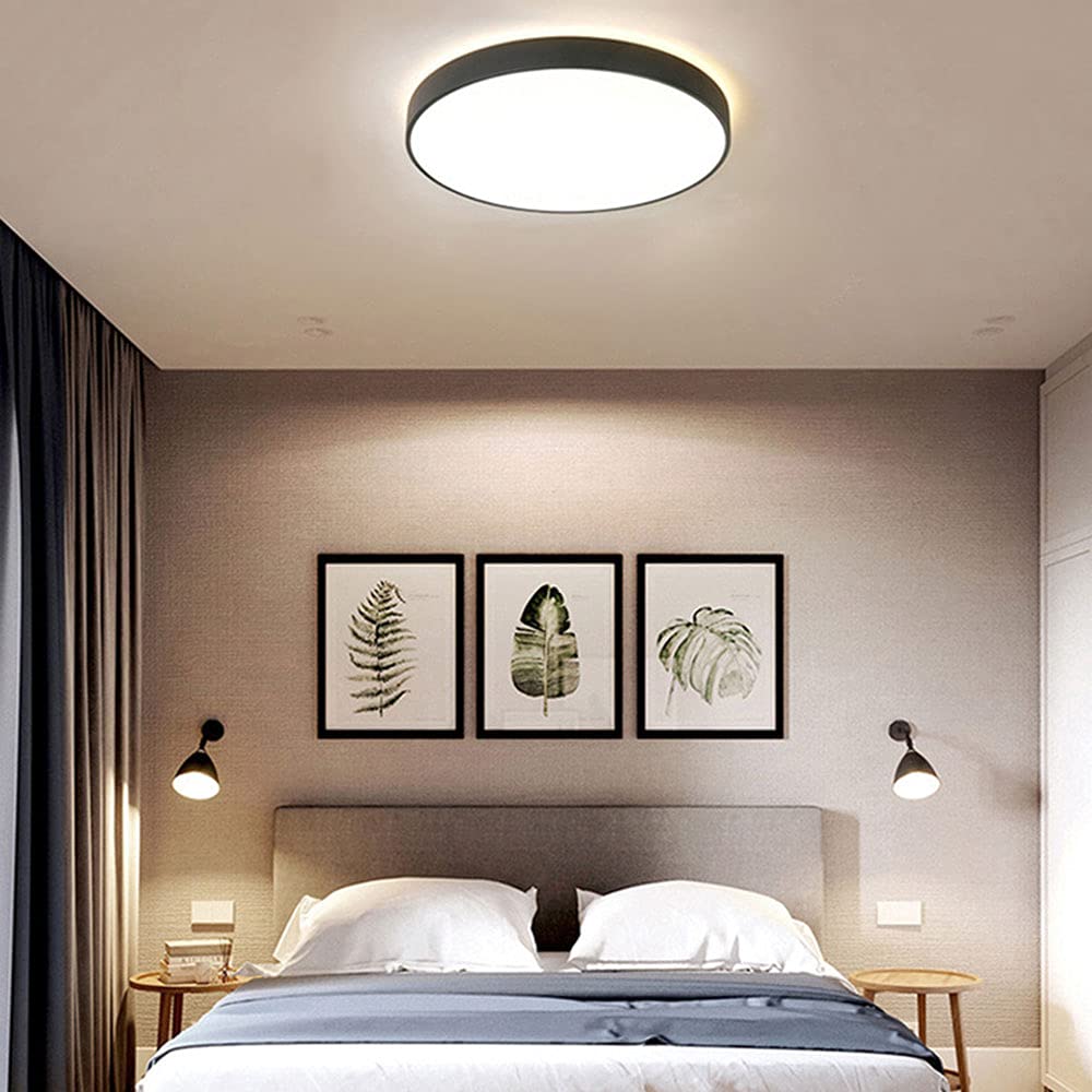 Energy Efficient LED Ceiling Light Fixture - 3 Color Temperature, Ultra-Thin Flush Mount, Side Emitting Design for Living Room, Bedroom & Office - Modern Minimalist Round Lighting Solution by SHUANGZ