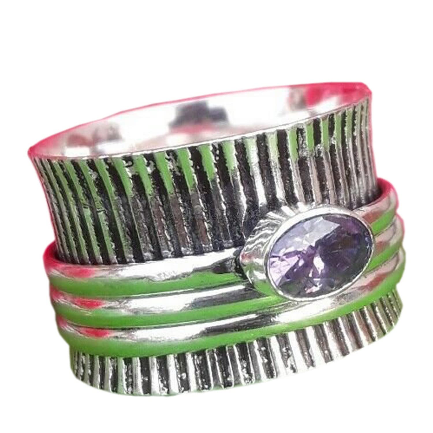 Amethyst Spinner Ring for Women - 925 Sterling Silver Anxiety Relief & Meditation Ring, Stress Relieving Fidget Jewelry, Perfect Gift for Mother's Day (Size 12.5) | Ideal for Relaxation, Focus & Everyday Wear