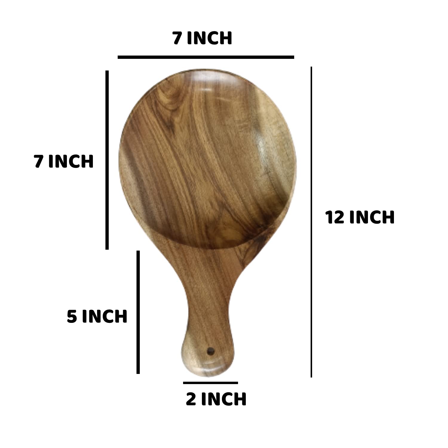 Acacia Wood Serving Tray with Handles - 12 x 7 Inch Brown Wooden Tray for Snacks, Dry Fruits, Candy & Beverages - Perfect for Coffee Table, Breakfast in Bed, Party Serving & Home Decor