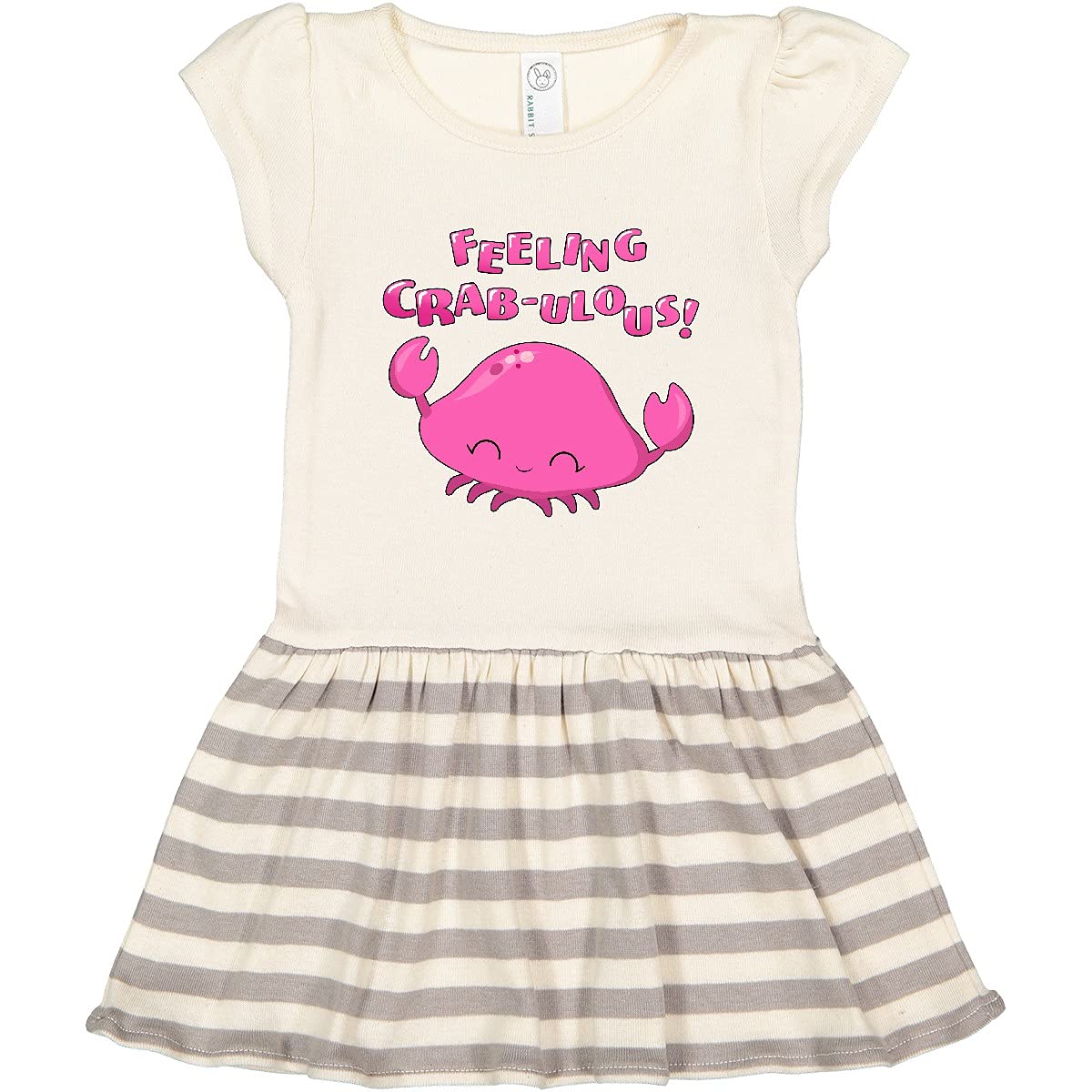 Inktastic Feeling Crab-ulous Cute Pink Crab Toddler Dress - Soft Cotton Summer Outfit for Girls, Beach Vacation & Birthday Party Outfit