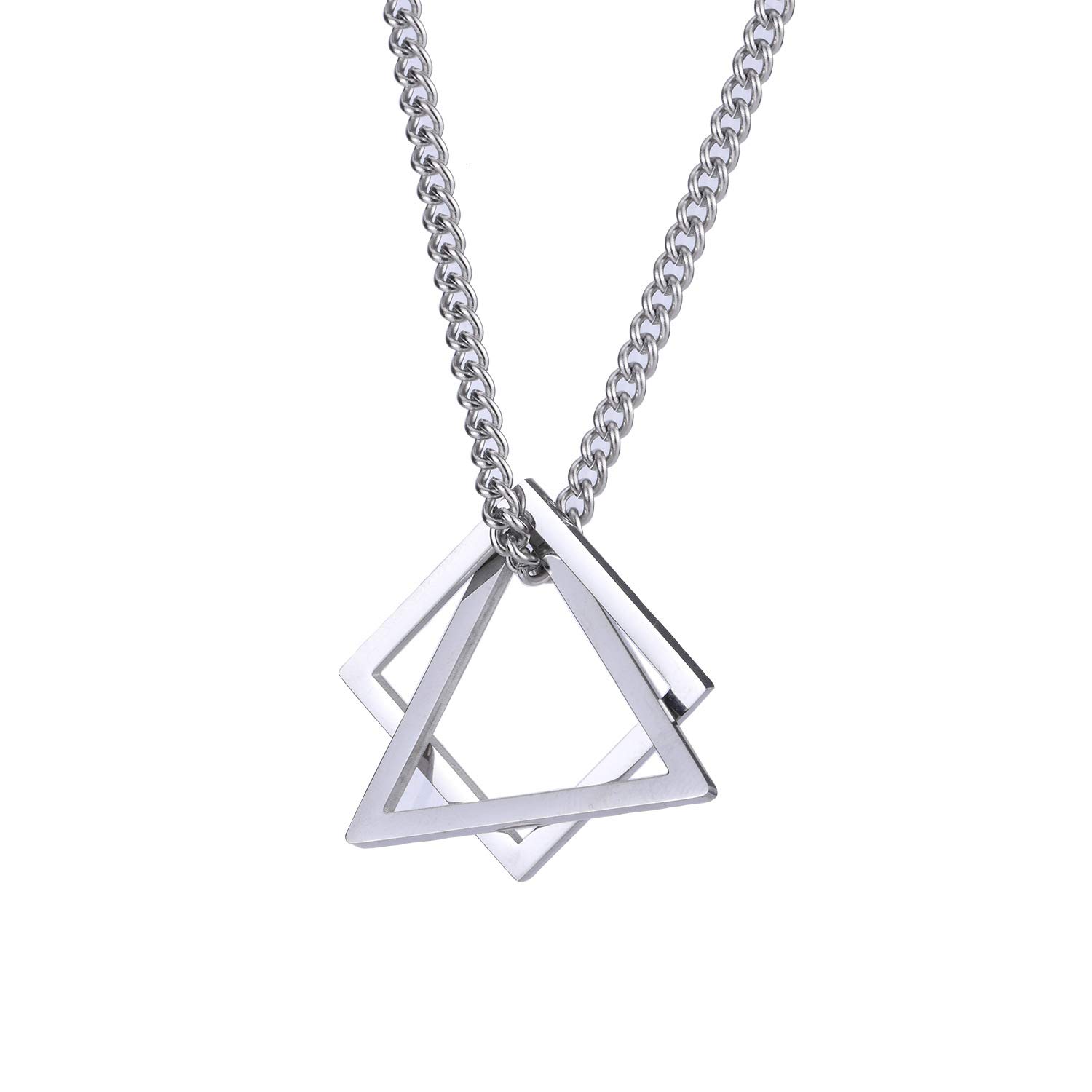 Geometric Square Triangle Pendant Necklace - Minimalist Hip Hop Chain for Men - Perfect for Casual Wear, Street Style & Gifts