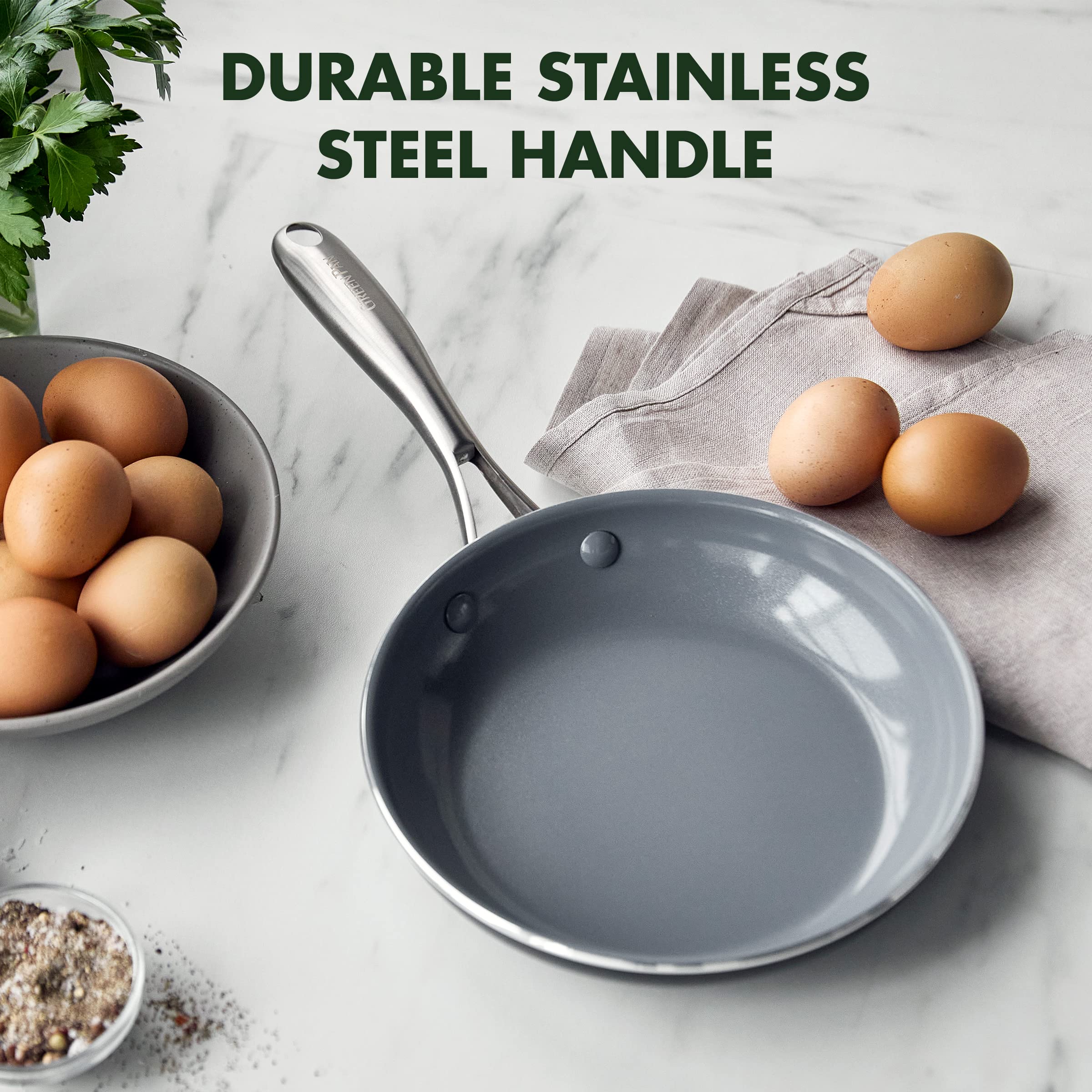 GreenPan Swift Healthy Ceramic Nonstick 8-Inch Frying Pan Skillet - PFAS-Free, Dishwasher & Oven Safe - Stainless Steel Handle - Perfect for Sauteing, Frying & Baking - Ideal for Healthy Cooking & Easy Cleanup