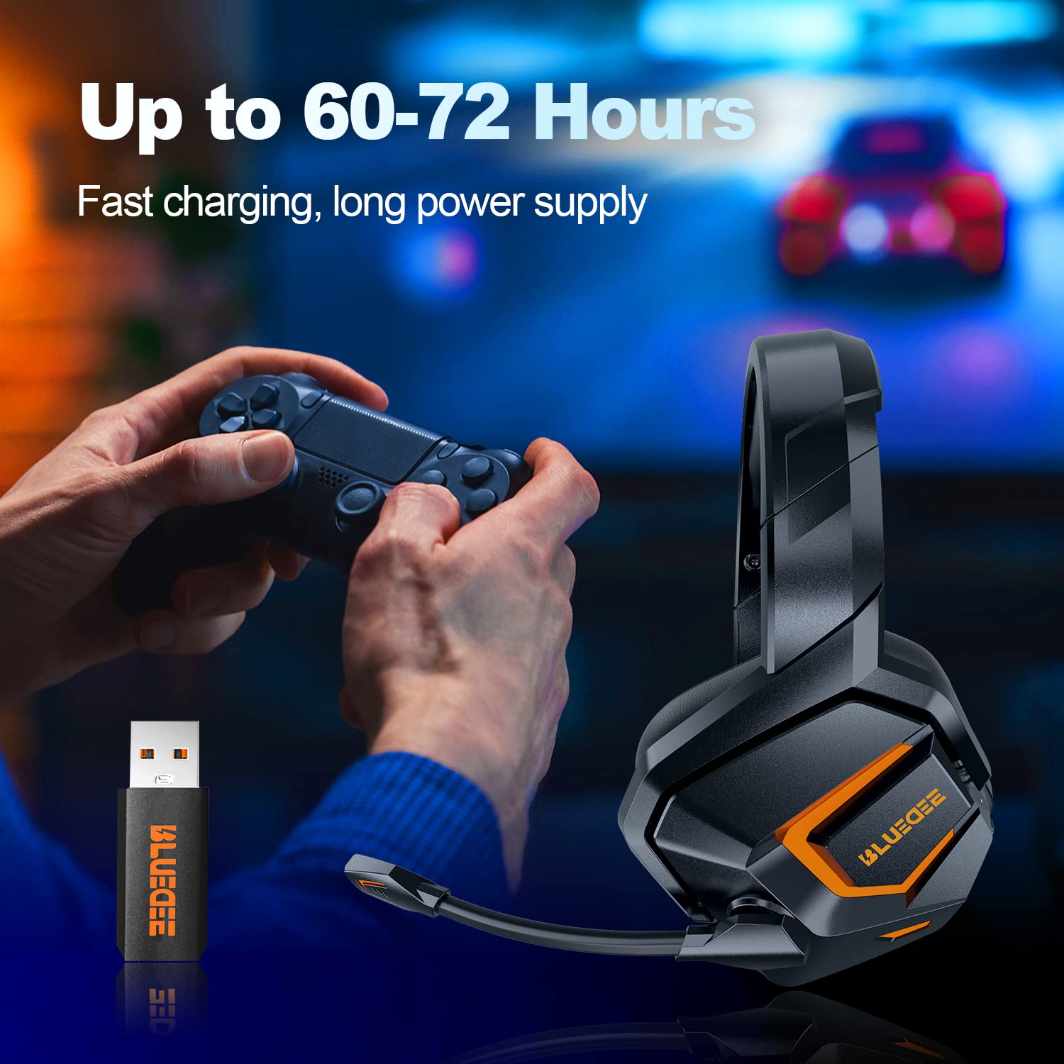 Wireless Gaming Headset with Microphone for PC, PS4, PS5 - Bluetooth/USB Noise Cancelling Headphones for Computer, Laptop, Mac | Perfect for Online Gaming, Streaming & Remote Work