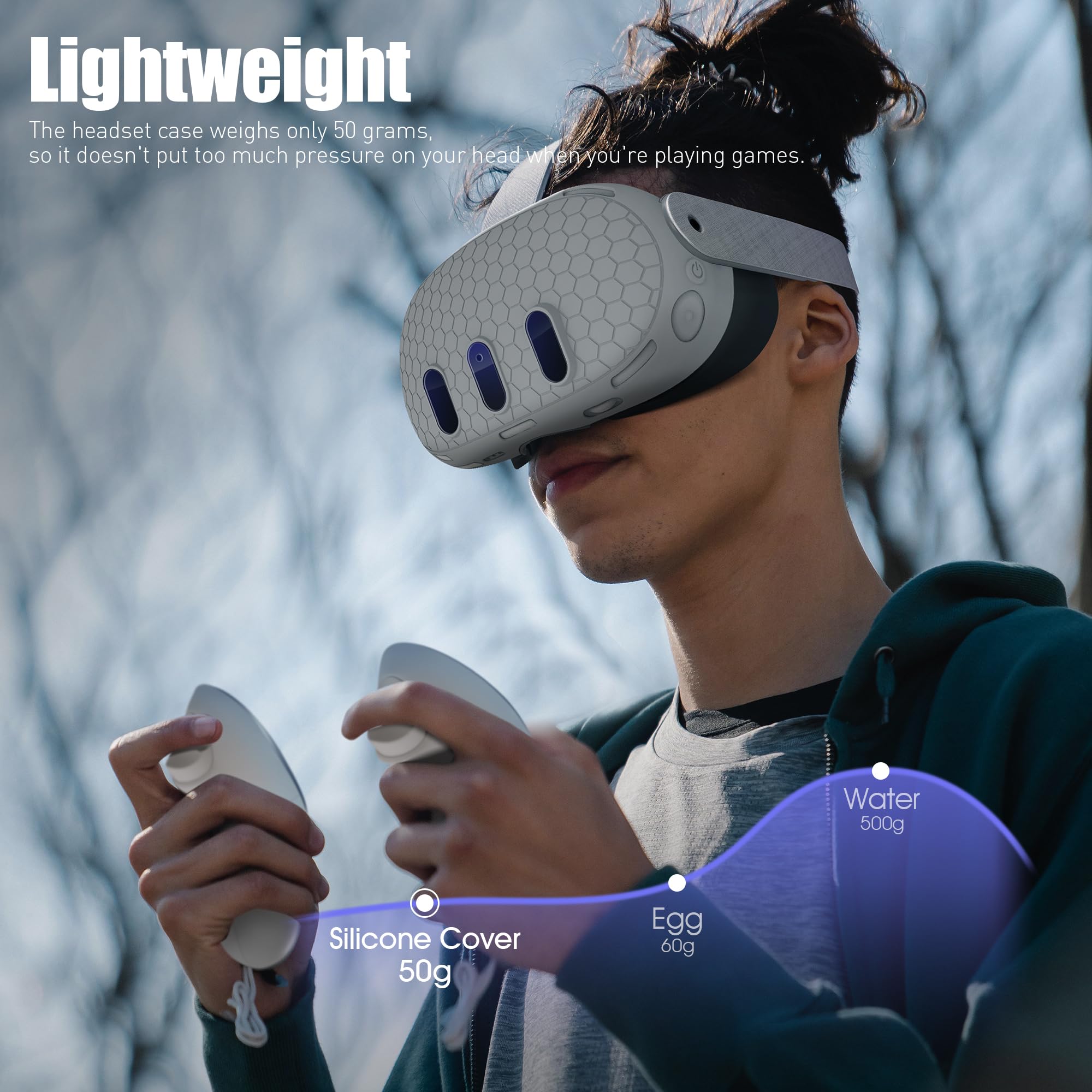 Orzero Soft Silicone Headset Cover for Meta Quest 3 VR Headset - Includes 2 Sets (6 Packs) Tempered Glass Camera Lens Protectors - Anti-Scratch & Shockproof Protection - Perfect for VR Gaming, Fitness & Immersive Experiences - White