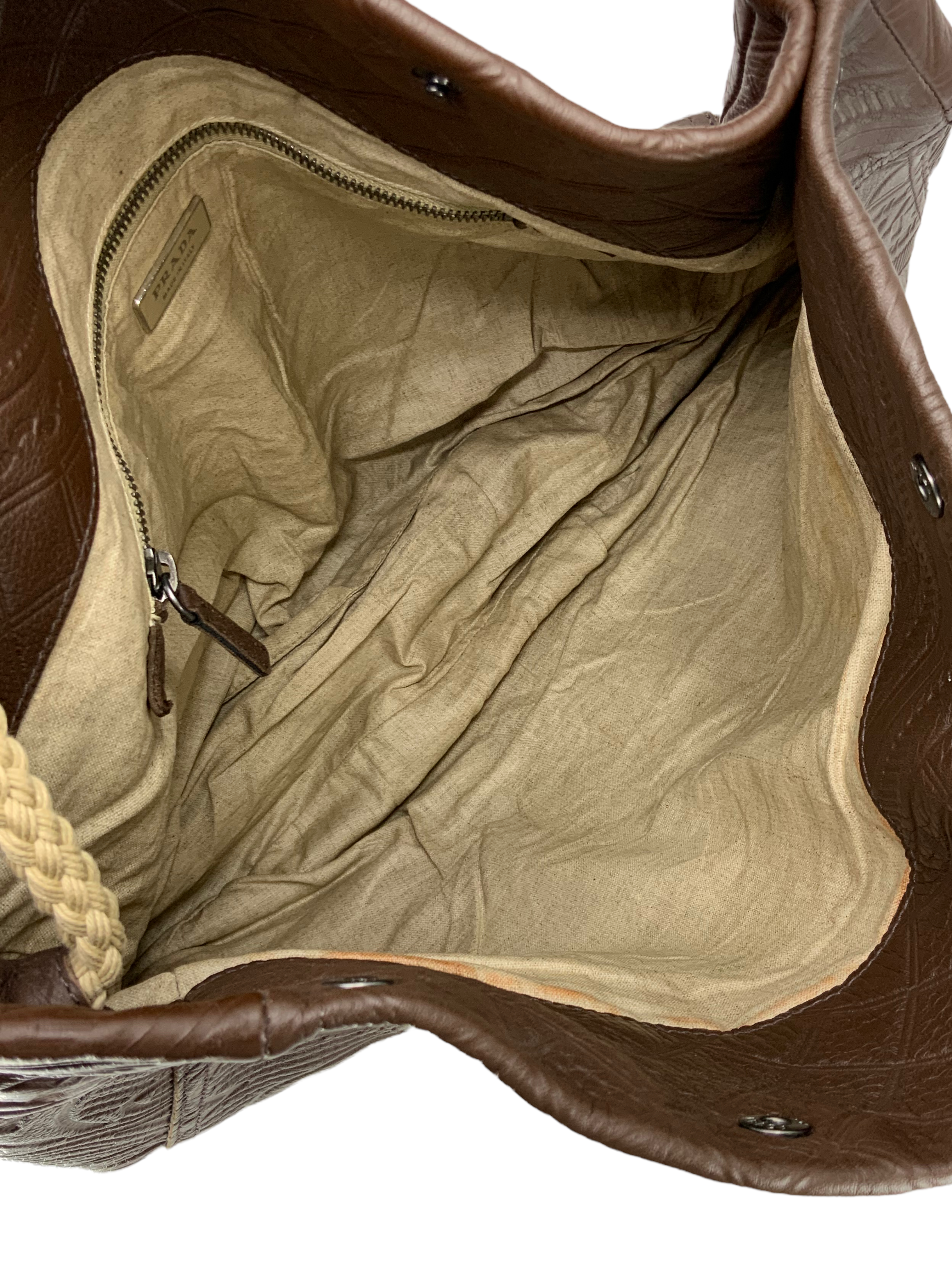Prada Embossed Leather Large Hobo Bag for Women | Luxury Designer Handbag | Perfect for Work, Travel & Everyday Use