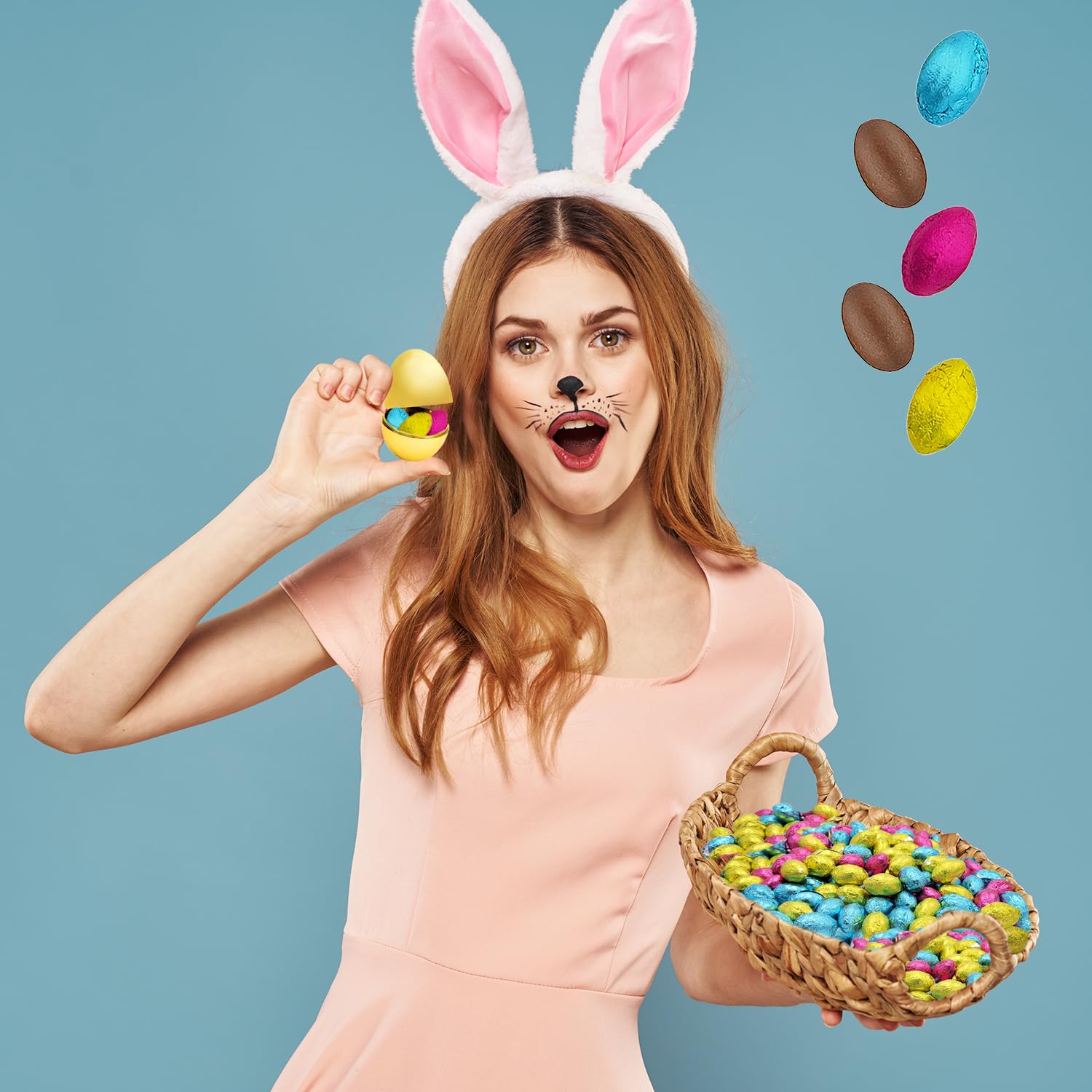 Easter Chocolate Eggs - Multicolored Foil Wrapped Milk Chocolate Treats - Kosher Certified, Half-Pound (Approx. 45 Pieces) - Perfect for Easter Baskets, Party Favors & Holiday Gifting