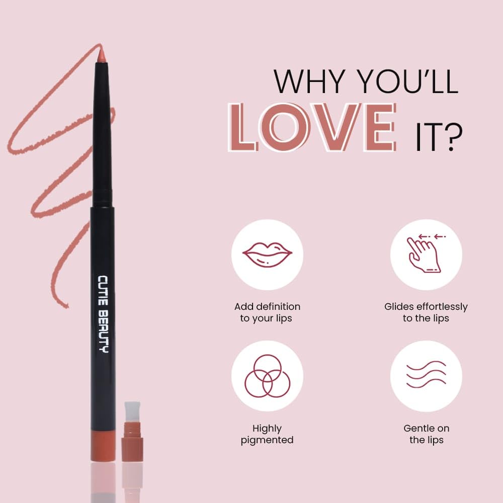 Cutie Beauty Professional Lip & Eyeliner Pencil - Dark Brown | Long Lasting Waterproof Makeup for Everyday Wear & Special Occasions