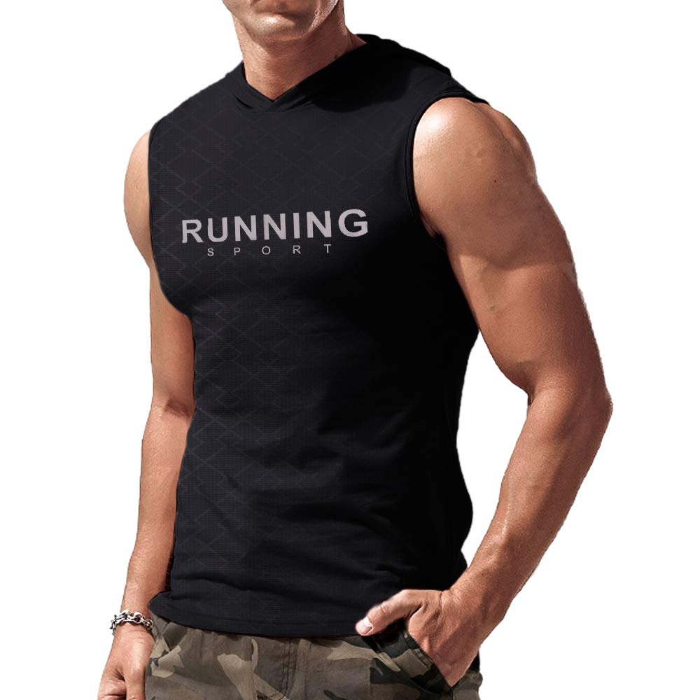 Men's Sleeveless Hooded Sweatshirt - Breathable Workout Shirt for Gym & Running - Fitness & Athletic Sportswear for Training & Outdoor Activities