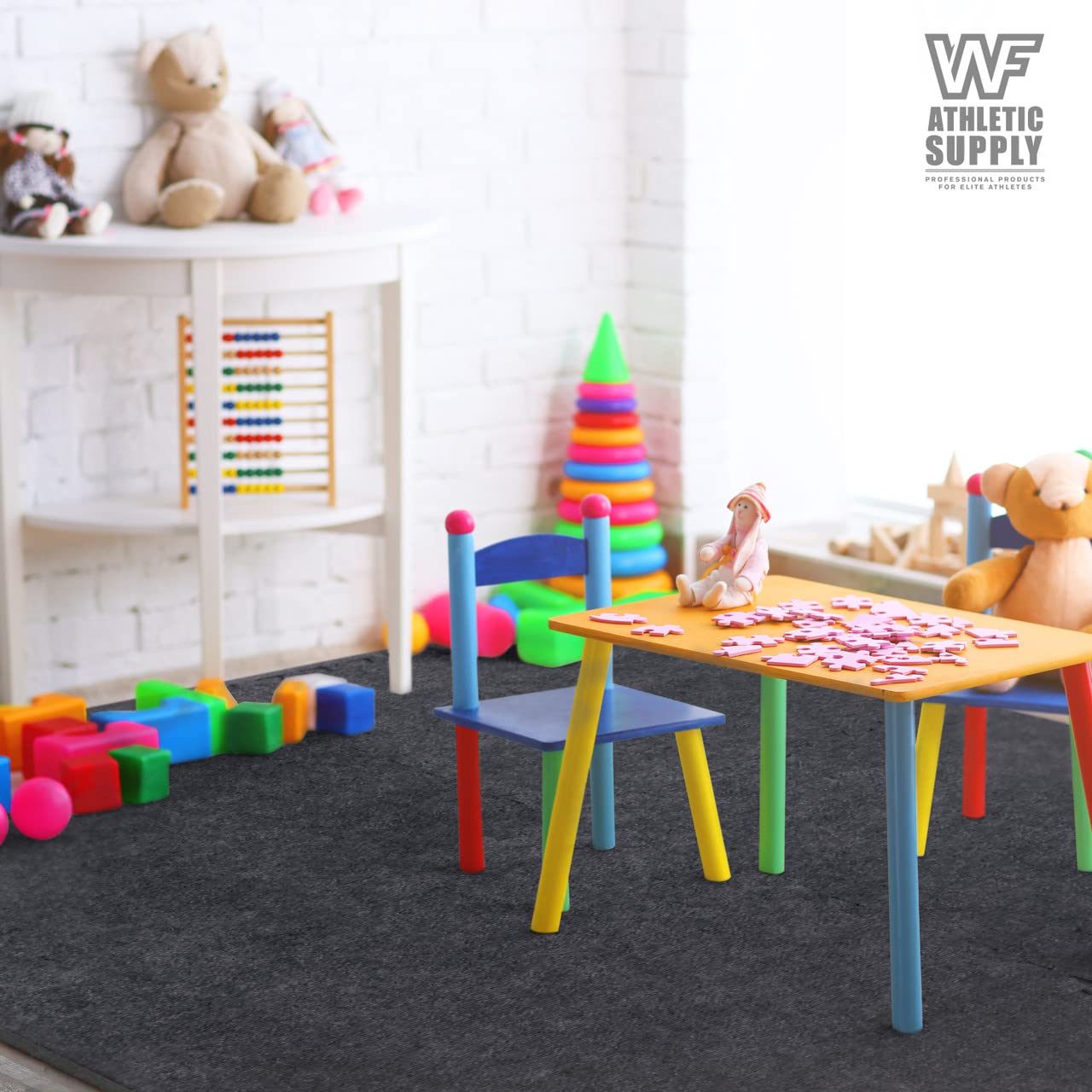 CAPHAUS EVA Foam Floor Tiles with Black Carpet Top - 24